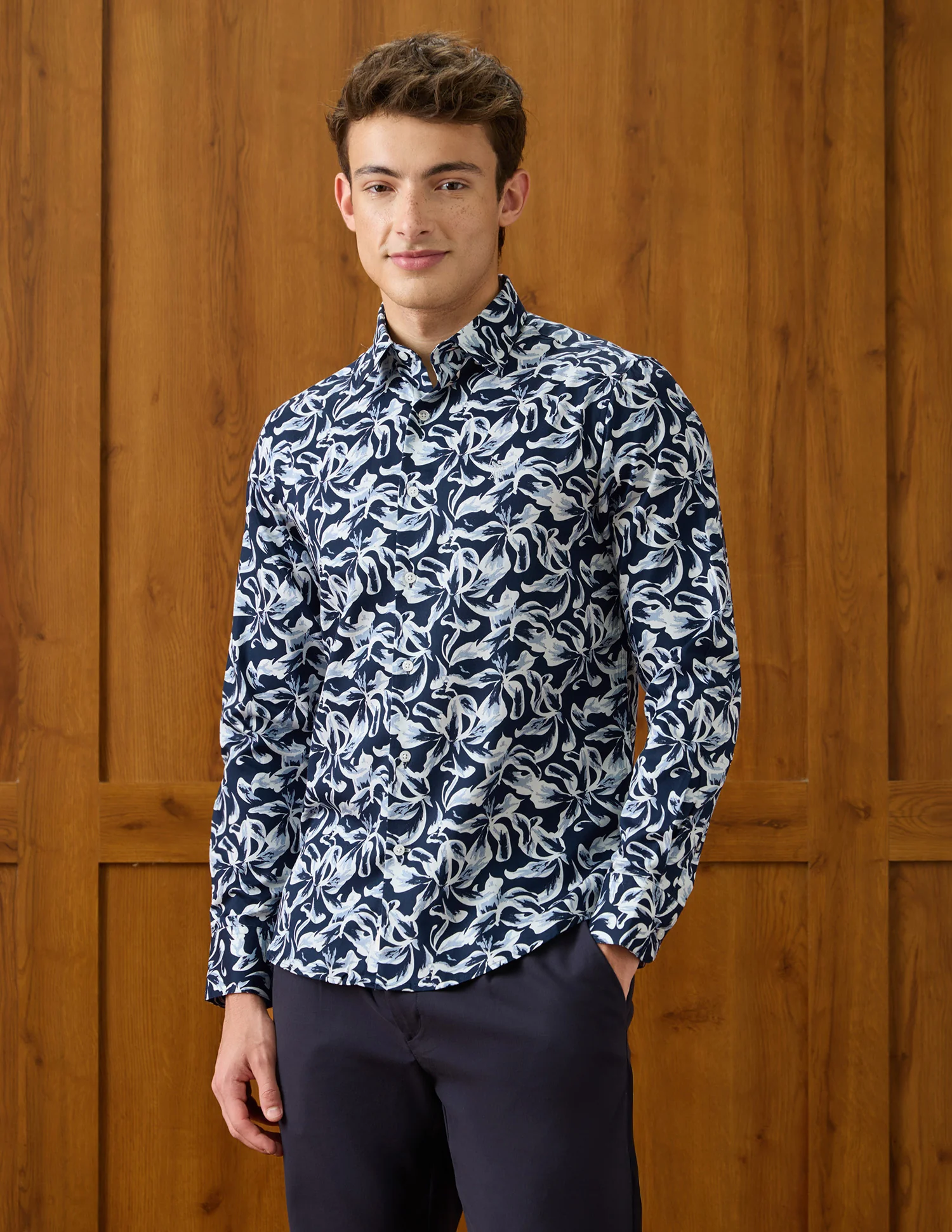 Abstract Printed Satin Shirt - Image 4