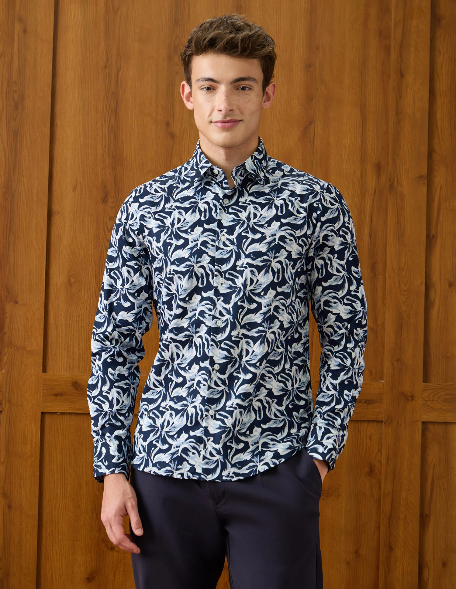 Abstract Printed Satin Shirt - Image 6