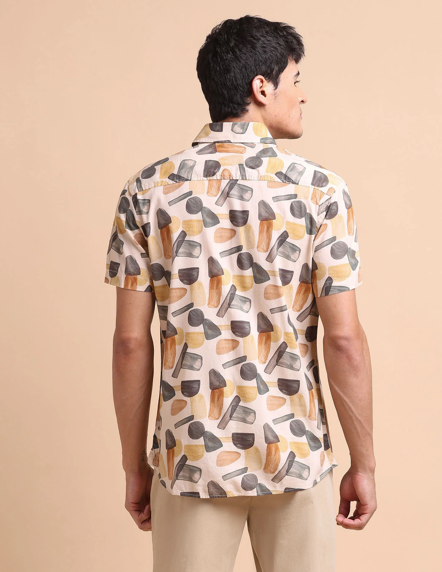 Abstract Printed Slim Fit Shirt - Image 4