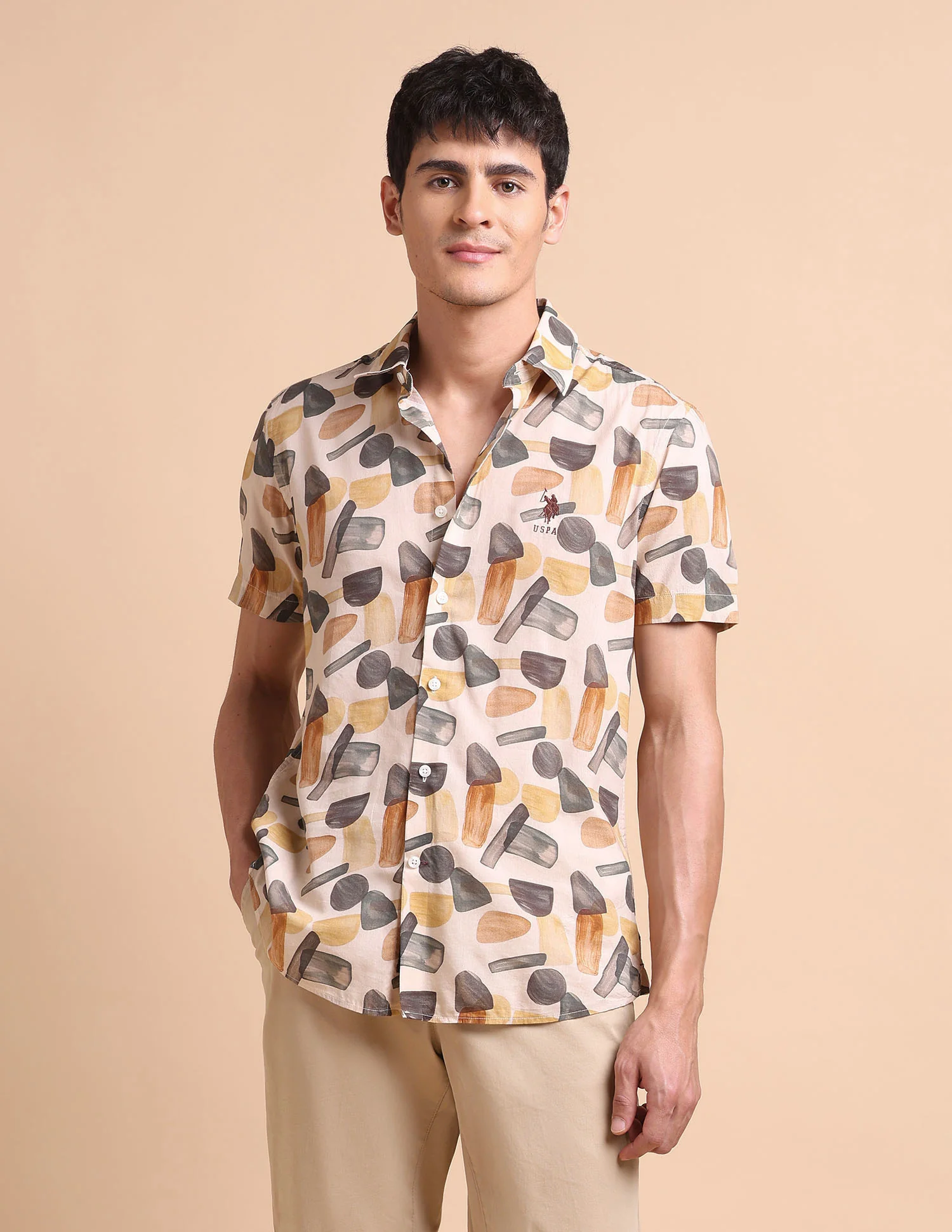 Abstract Printed Slim Fit Shirt - Image 5
