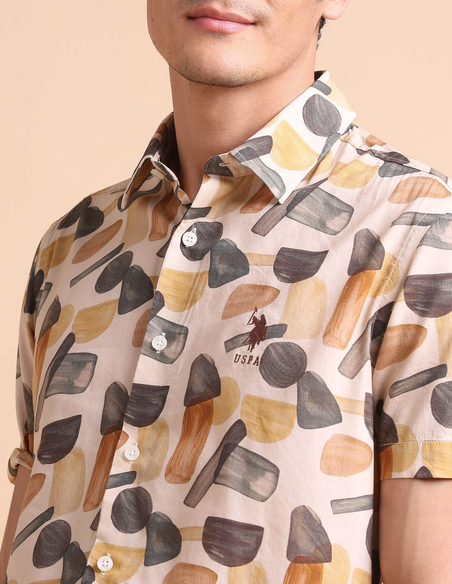 Abstract Printed Slim Fit Shirt - Image 6