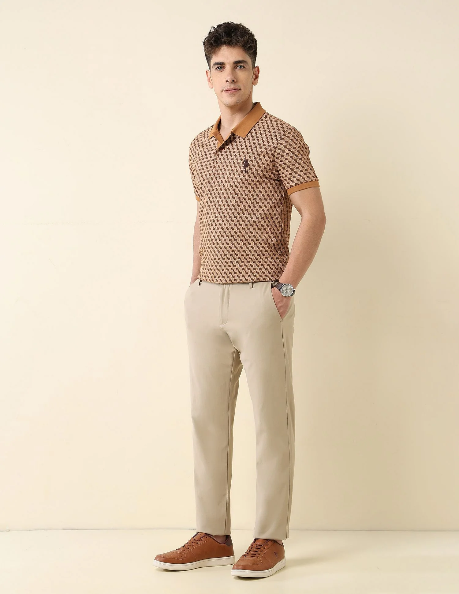 All-Over Printed Slim Fit Polo Shirt - Image 3