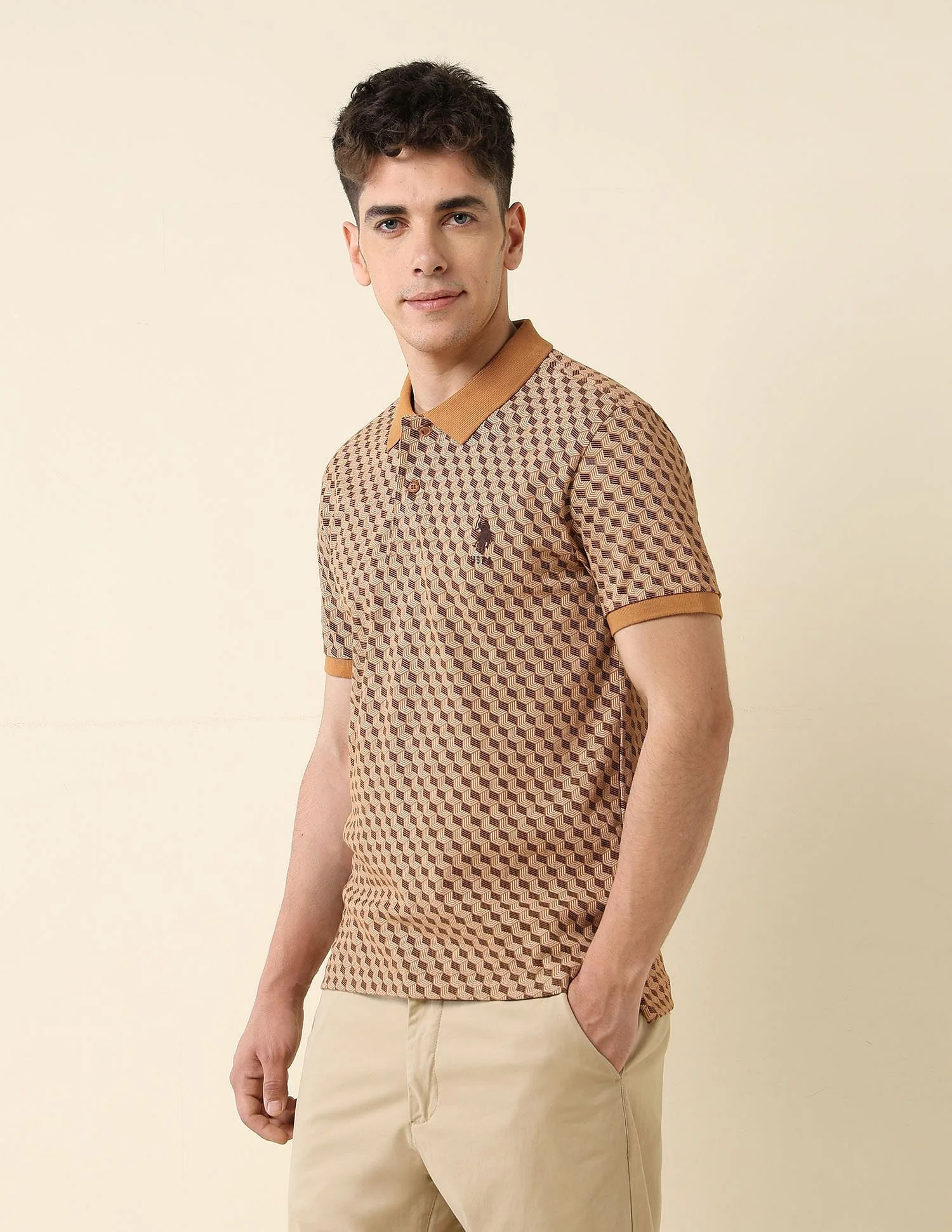 All-Over Printed Slim Fit Polo Shirt - Image 4