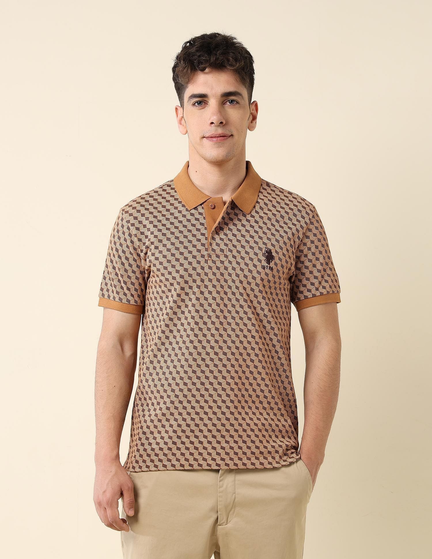 All-Over Printed Slim Fit Polo Shirt - Image 6