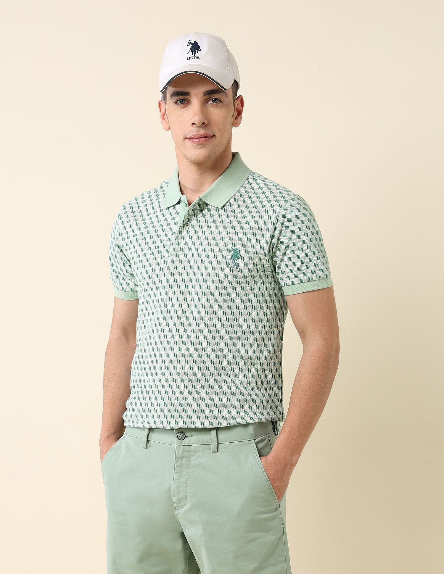 All-Over Printed Slim Fit Polo Shirt