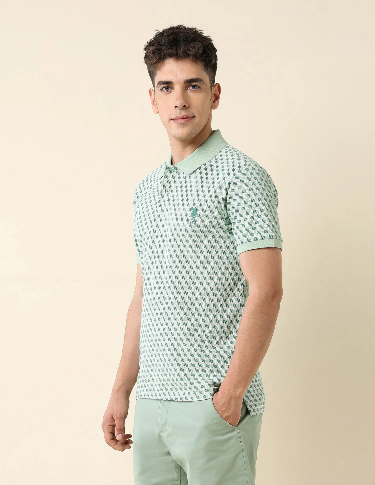 All-Over Printed Slim Fit Polo Shirt - Image 4