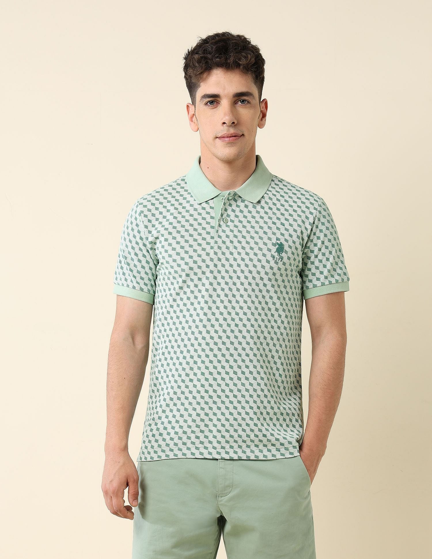 All-Over Printed Slim Fit Polo Shirt - Image 6