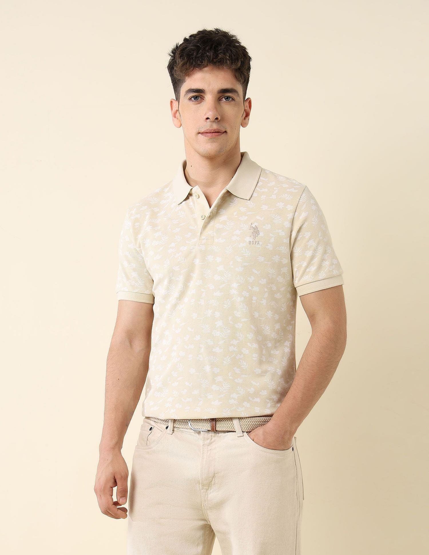 All-Over Printed Slim Fit Polo Shirt