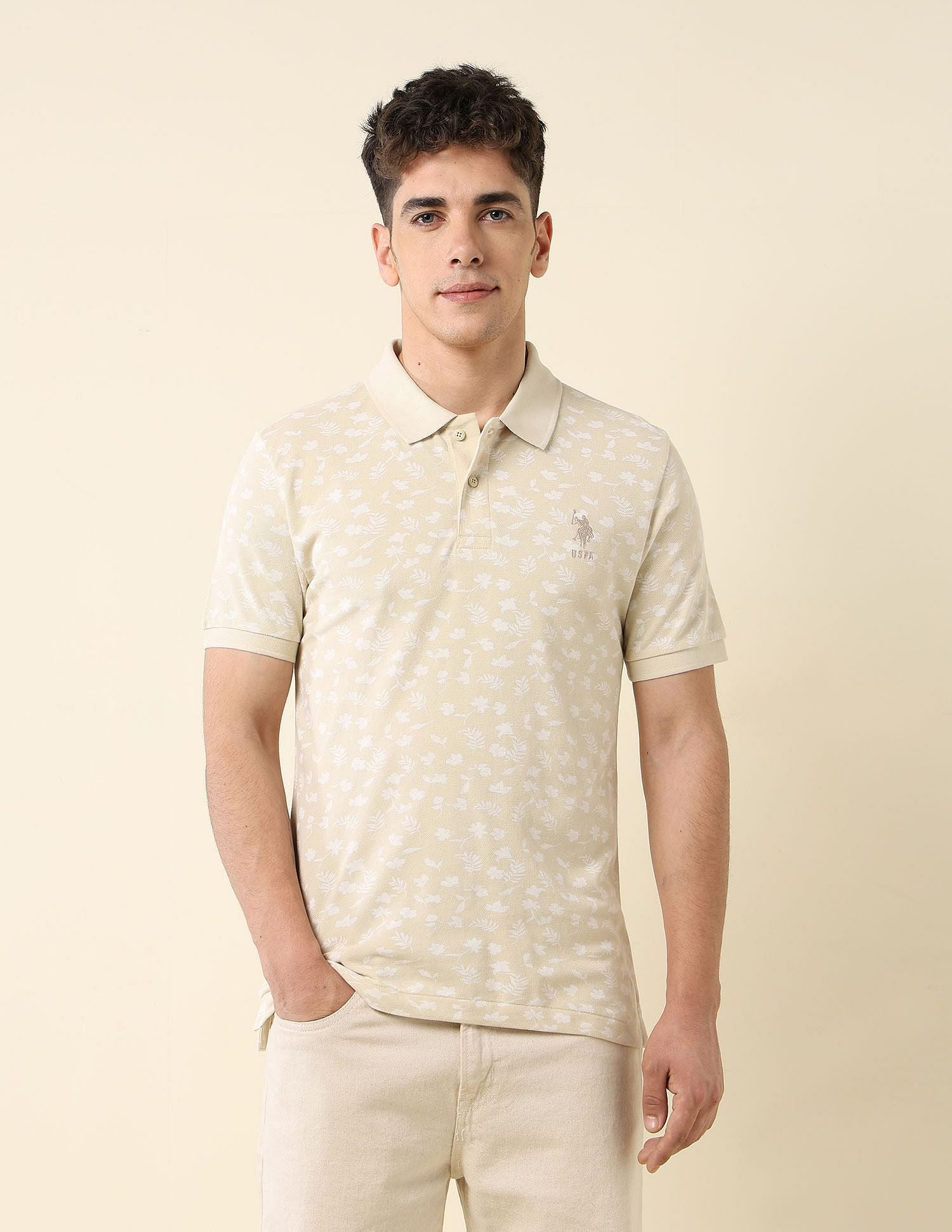 All-Over Printed Slim Fit Polo Shirt - Image 6