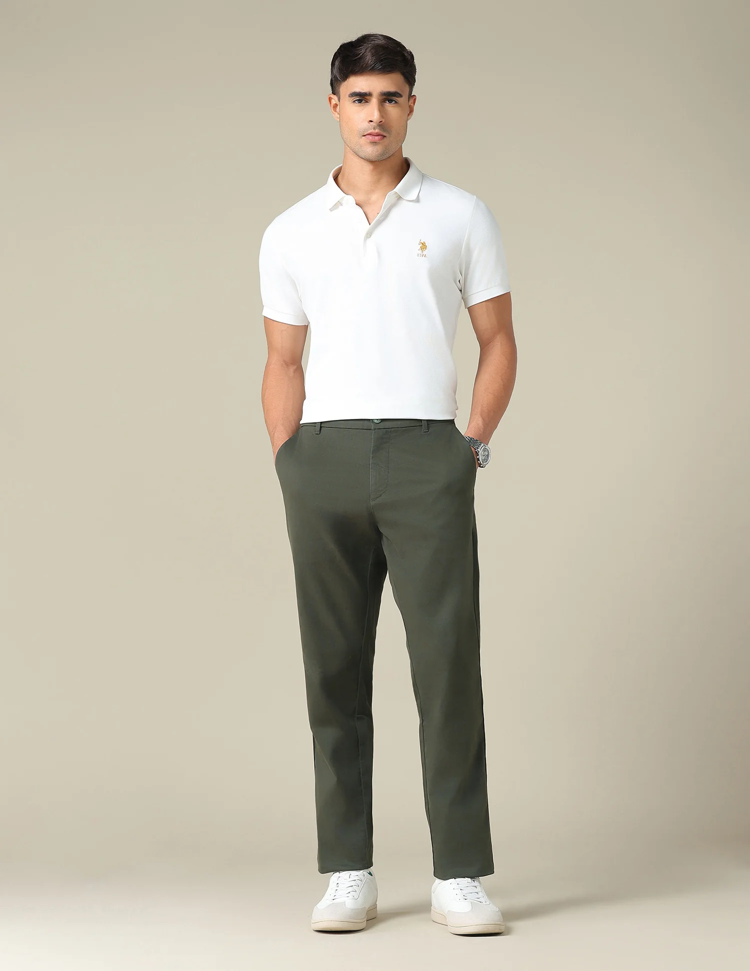 Austin Slim Fit Dobby Trousers - Image 3