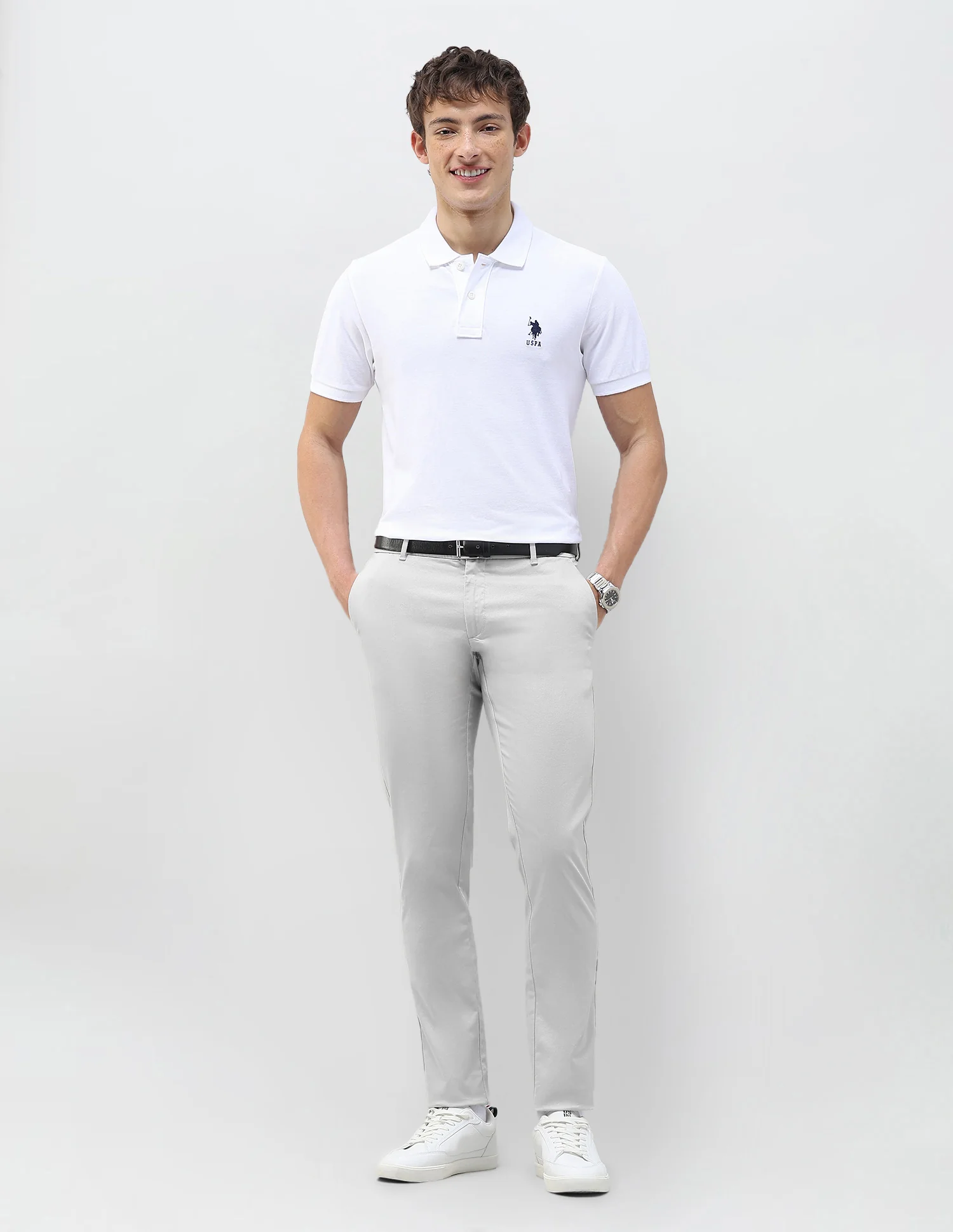 Austin Slim Fit Dobby Trousers - Image 3