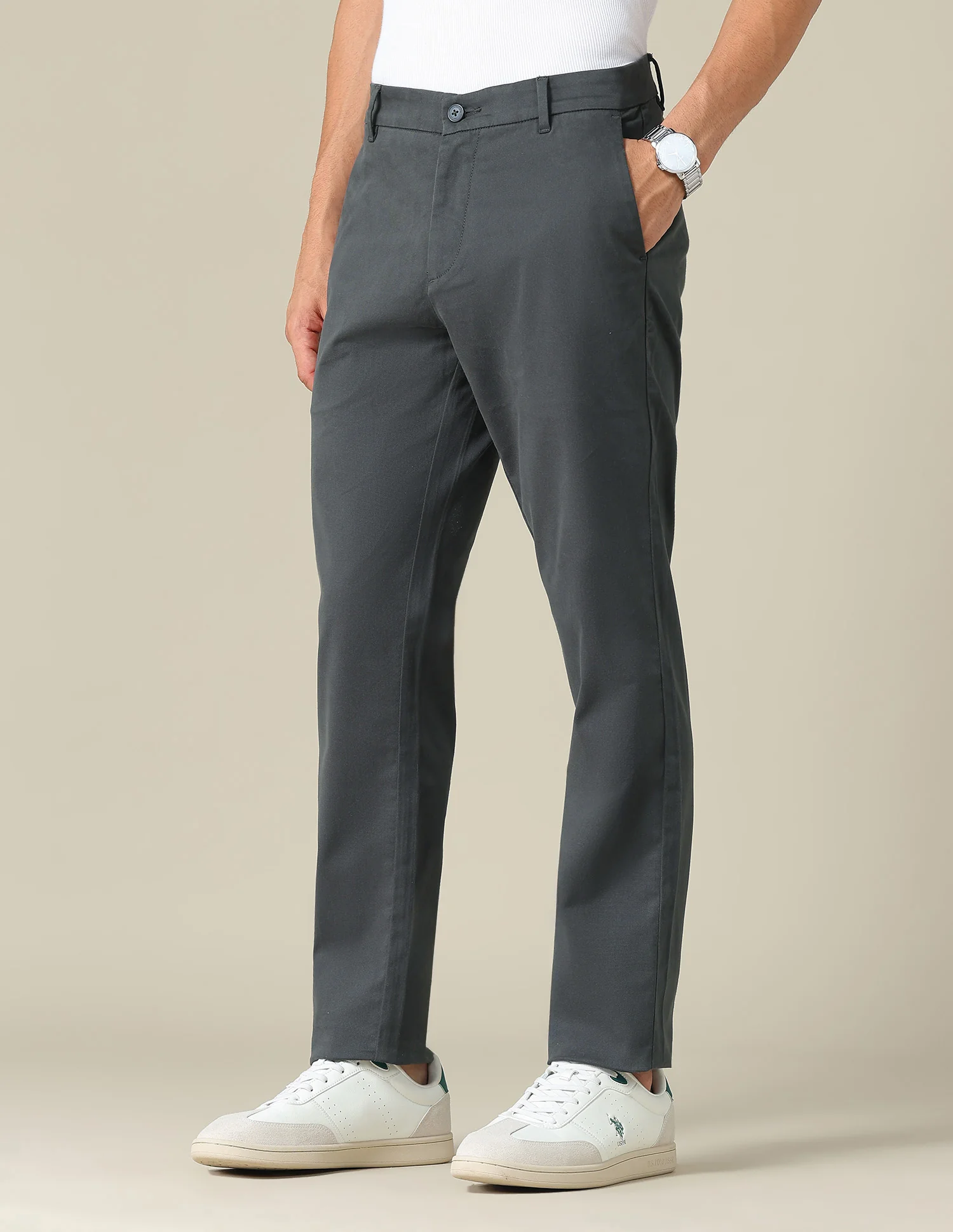 Austin Slim Fit Dobby Trousers - Image 4