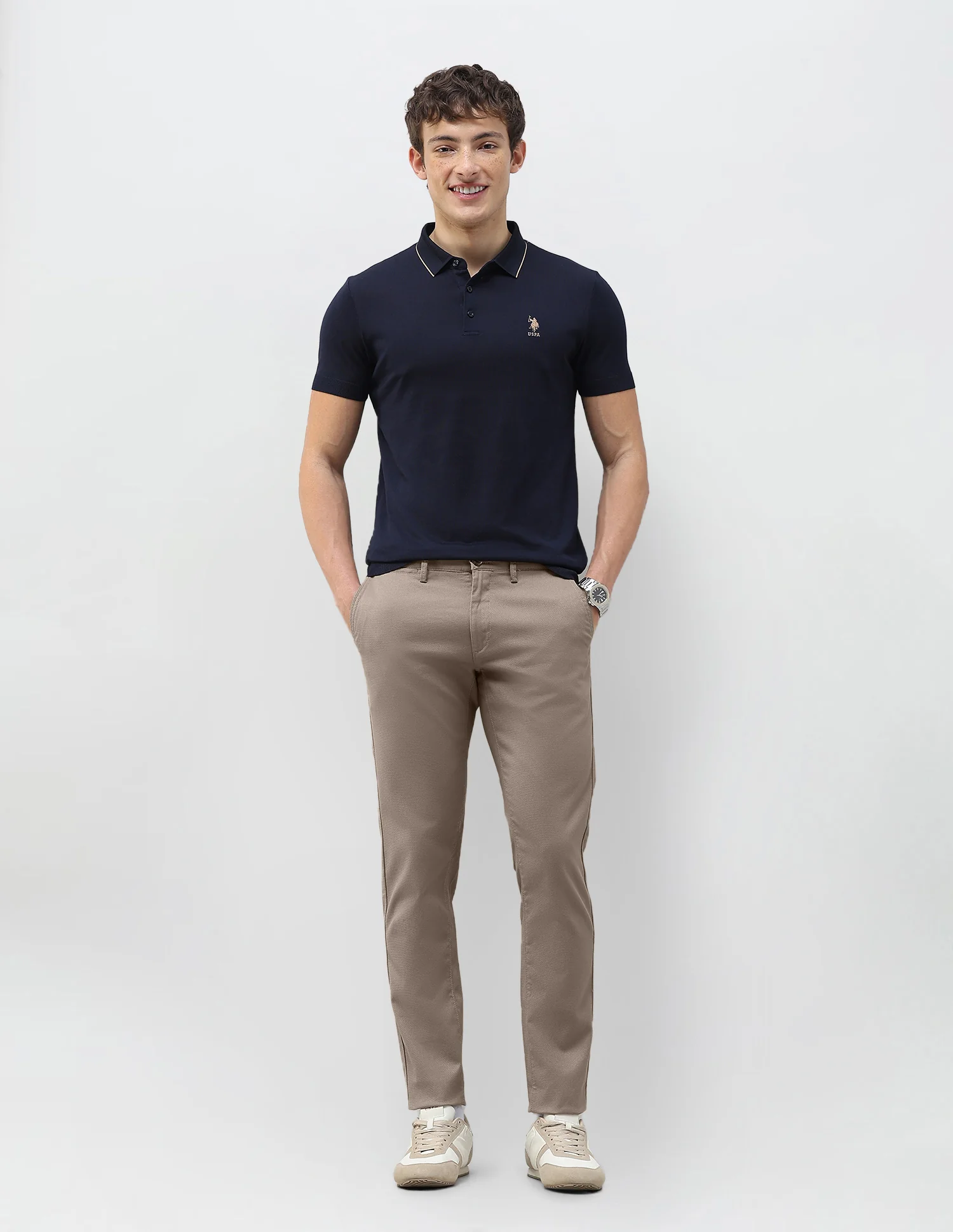 Austin Slim Fit Dobby Trousers - Image 3