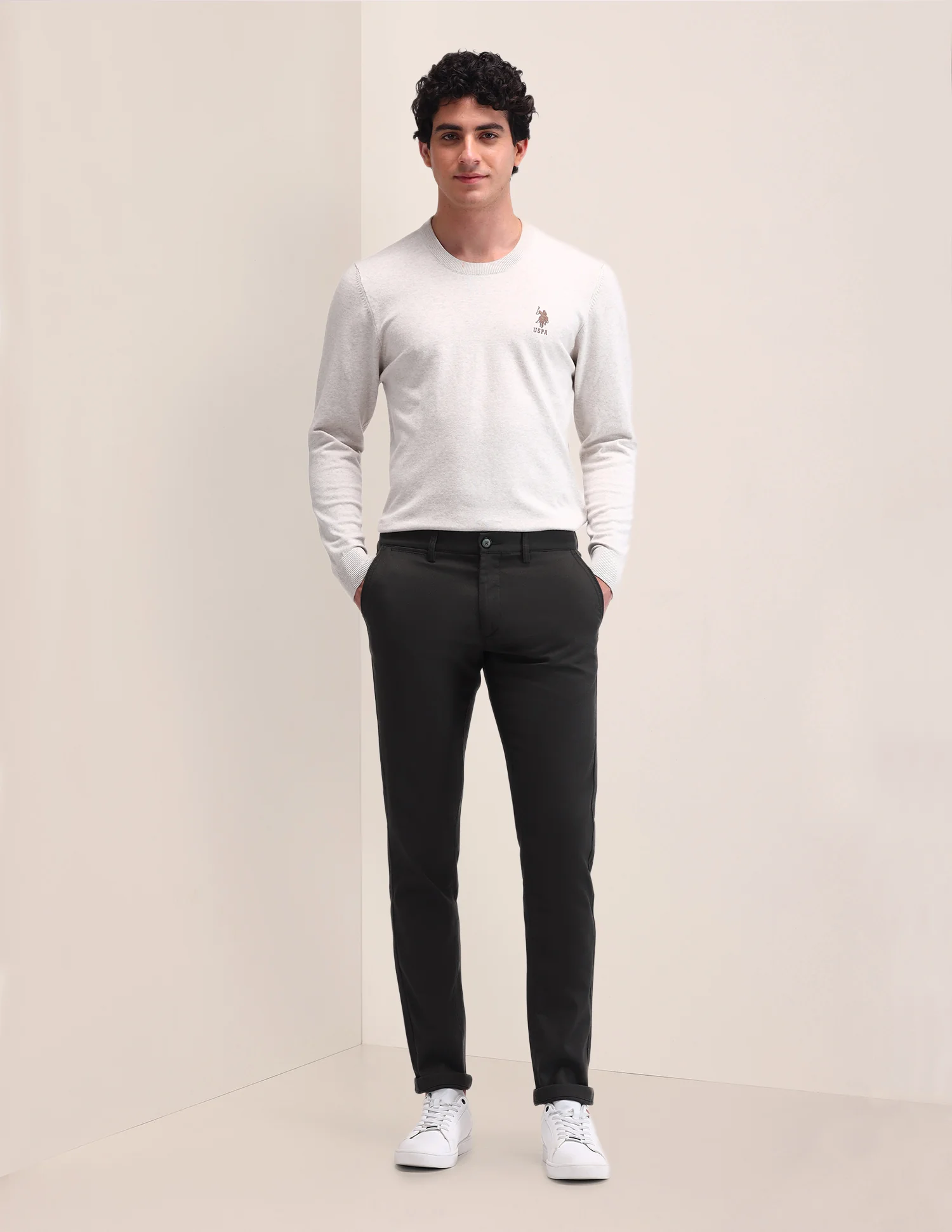 Austin Slim Fit Solid Trousers - Image 3