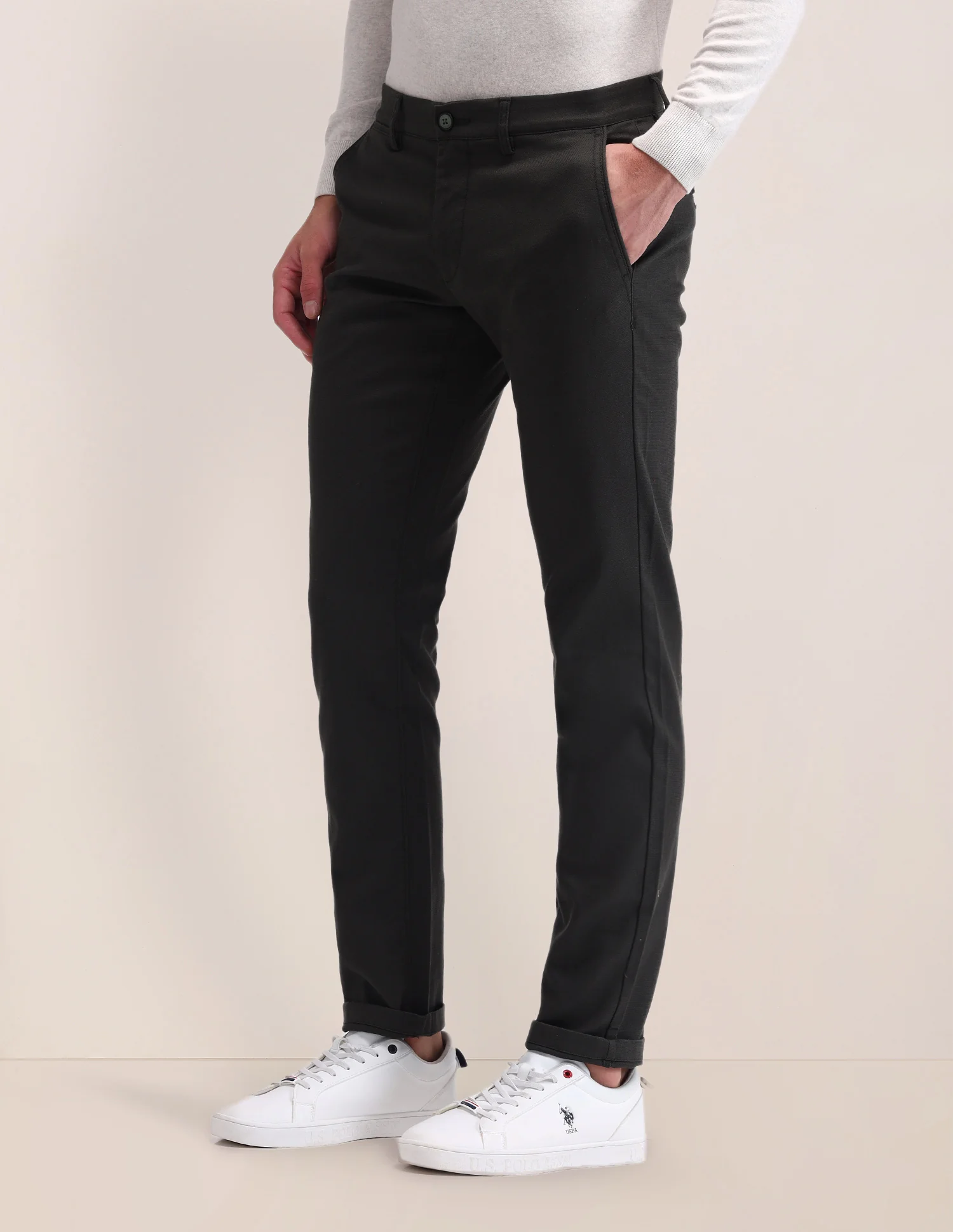 Austin Slim Fit Solid Trousers - Image 4