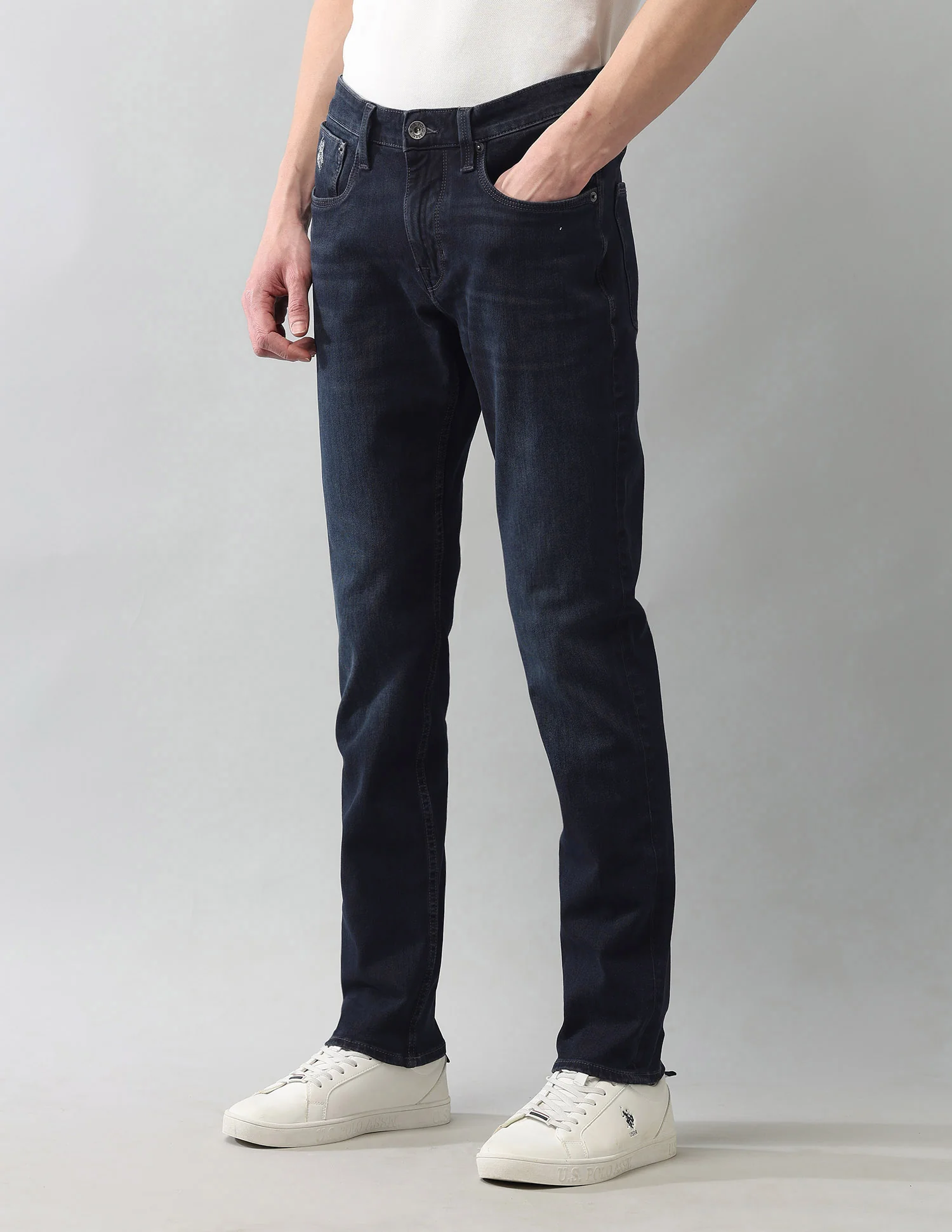 Bi Stretch Authentic Brandon Slim Tapered Fit Blue Jeans - Image 4