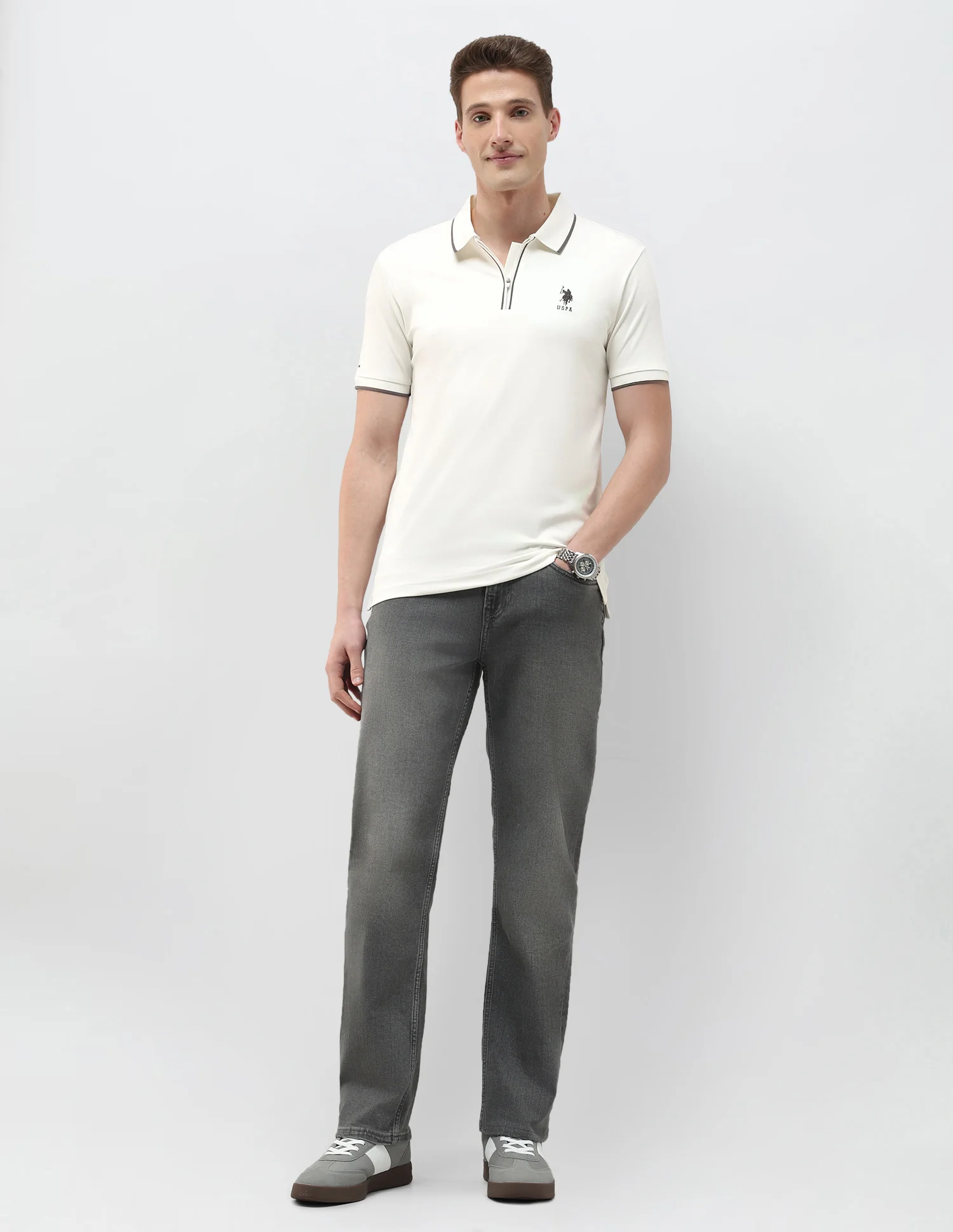 Black & Gold Slim Fit Polo Shirt - Image 3