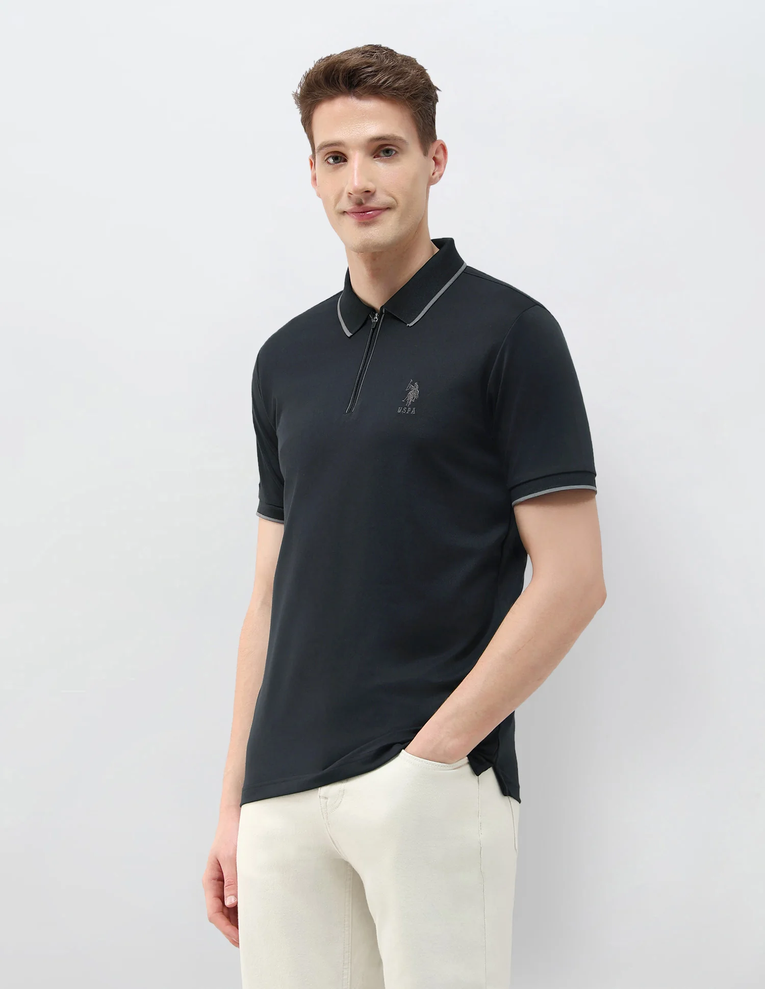 Black & Gold Slim Fit Polo Shirt - Image 4