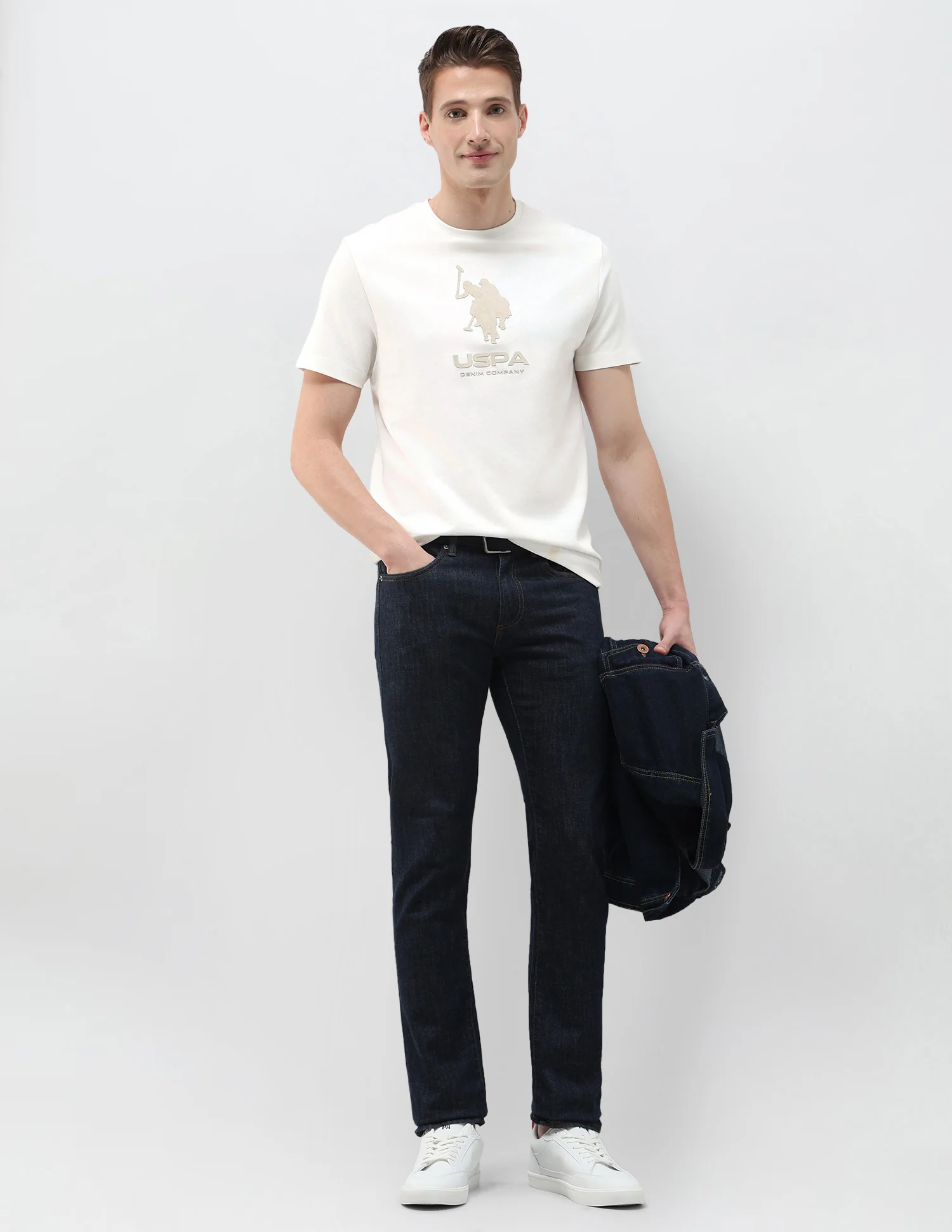 Black & Gold Brand Embossed Slim Fit T-Shirt - Image 3