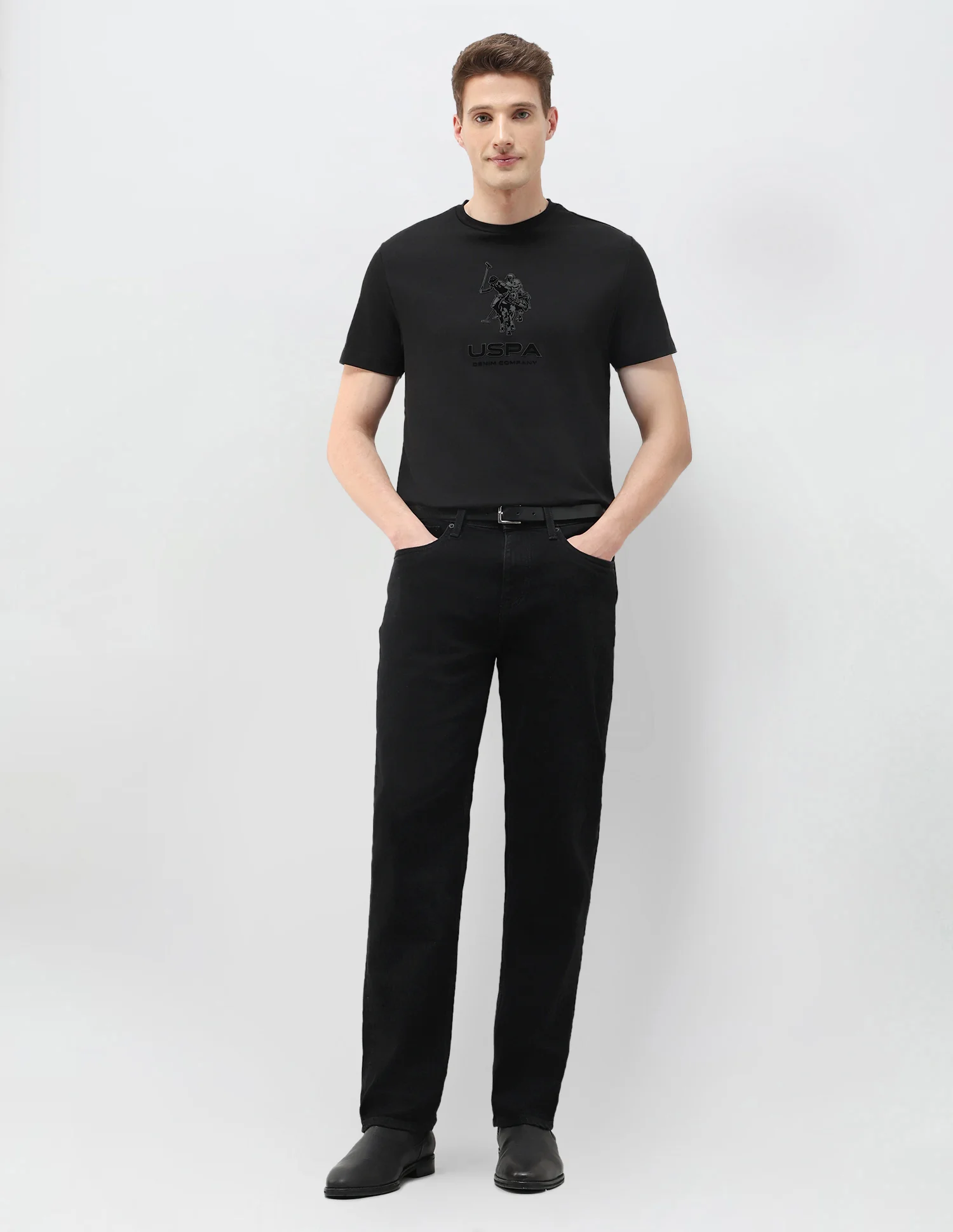 Black & Gold Brand Embossed Slim Fit T-Shirt - Image 3