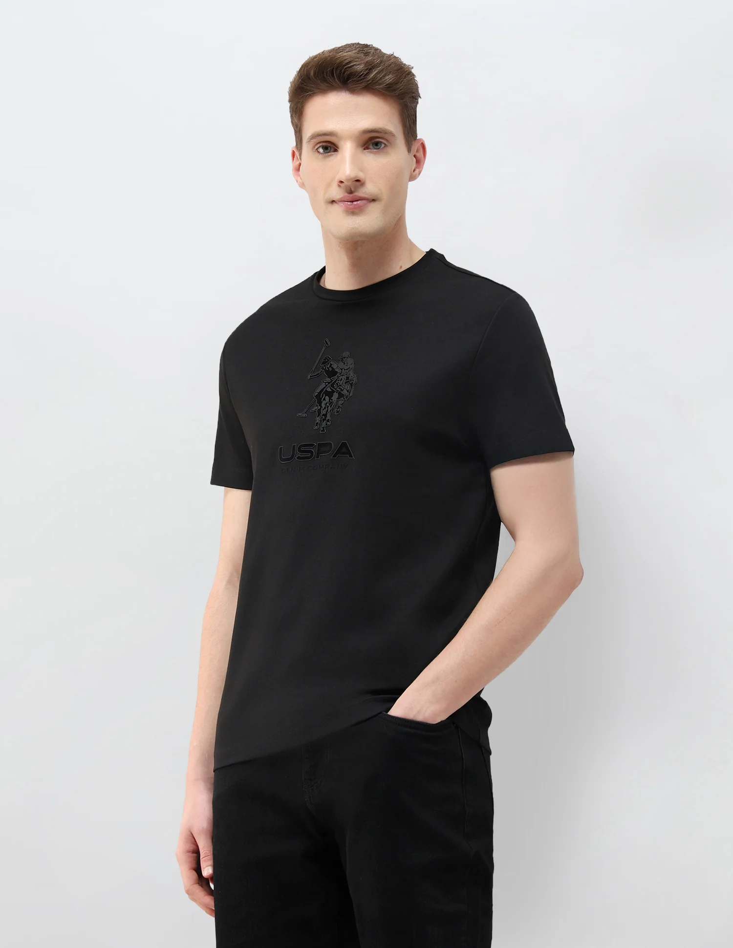 Black & Gold Brand Embossed Slim Fit T-Shirt - Image 4