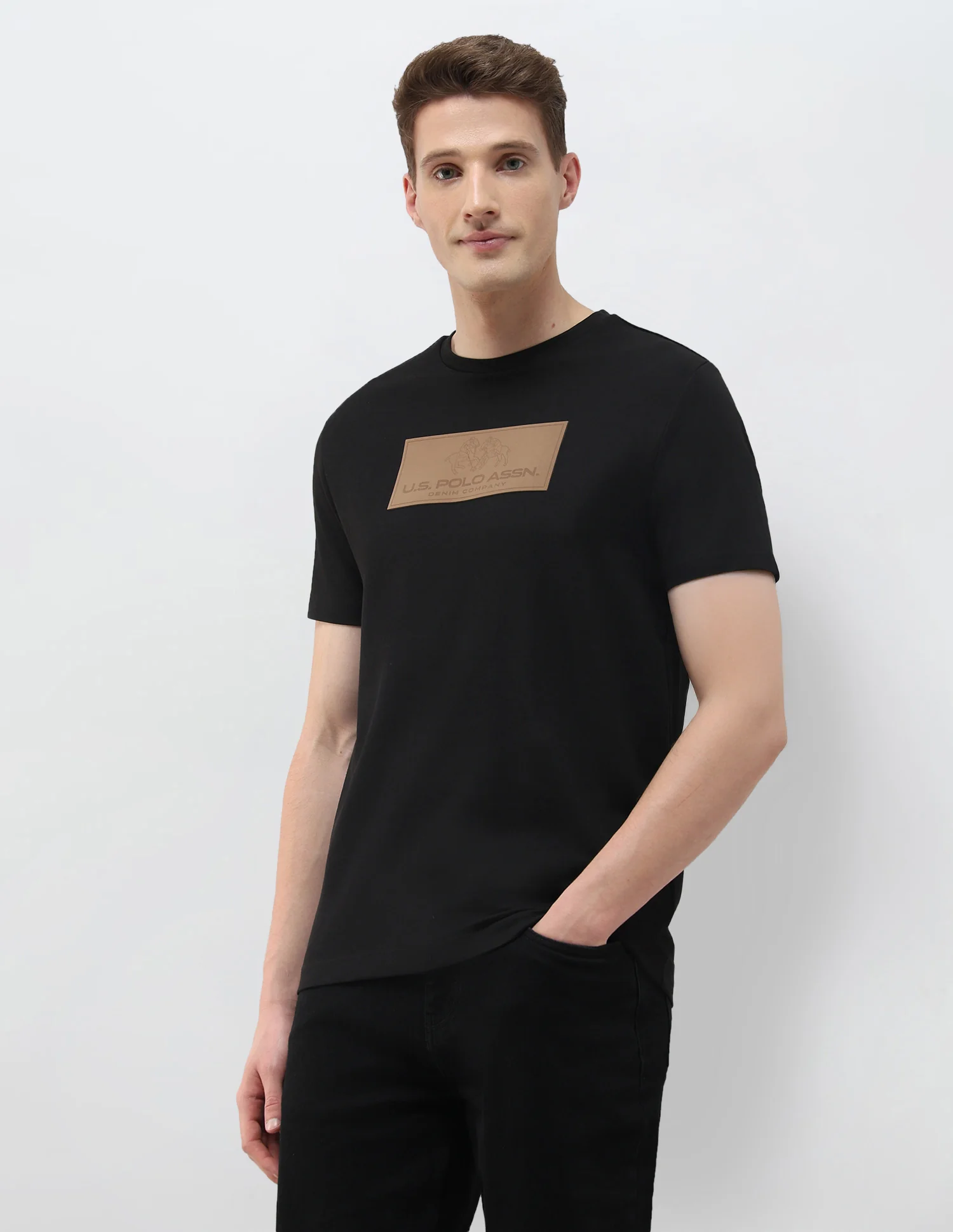 Brand Embossed Black & Gold Slim Fit T-Shirt - Image 4