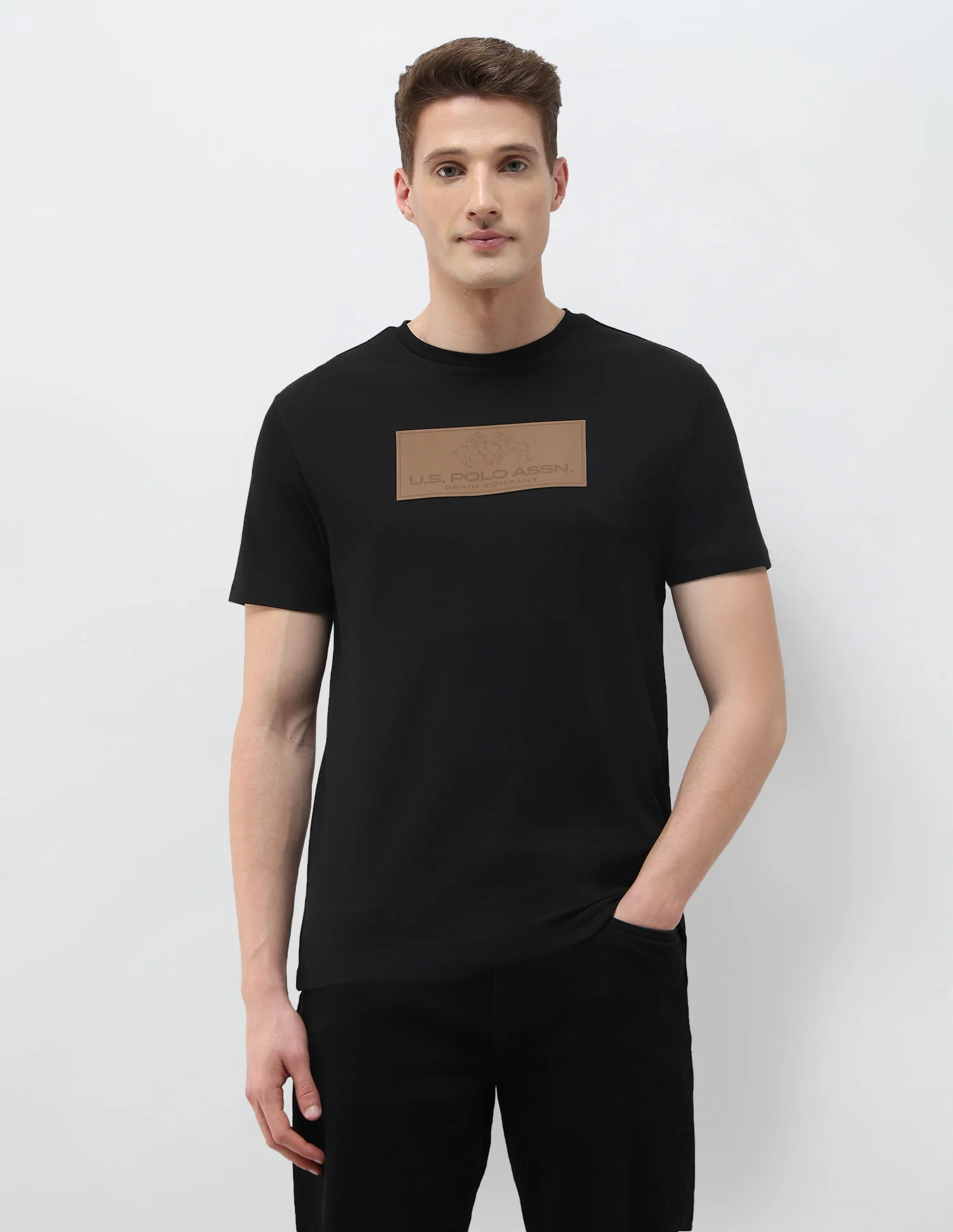 Brand Embossed Black & Gold Slim Fit T-Shirt - Image 6