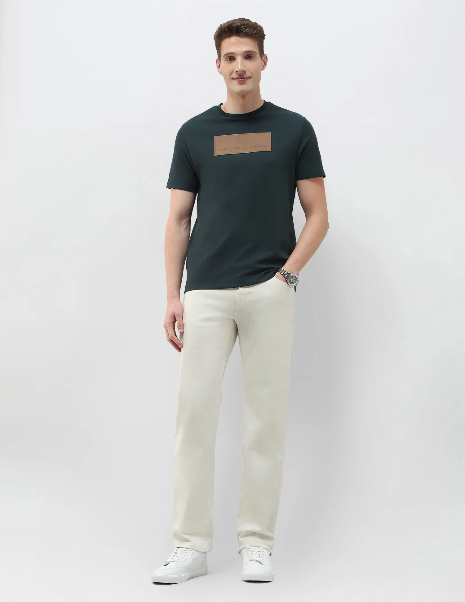 Brand Embossed Black & Gold Slim Fit T-Shirt - Image 3