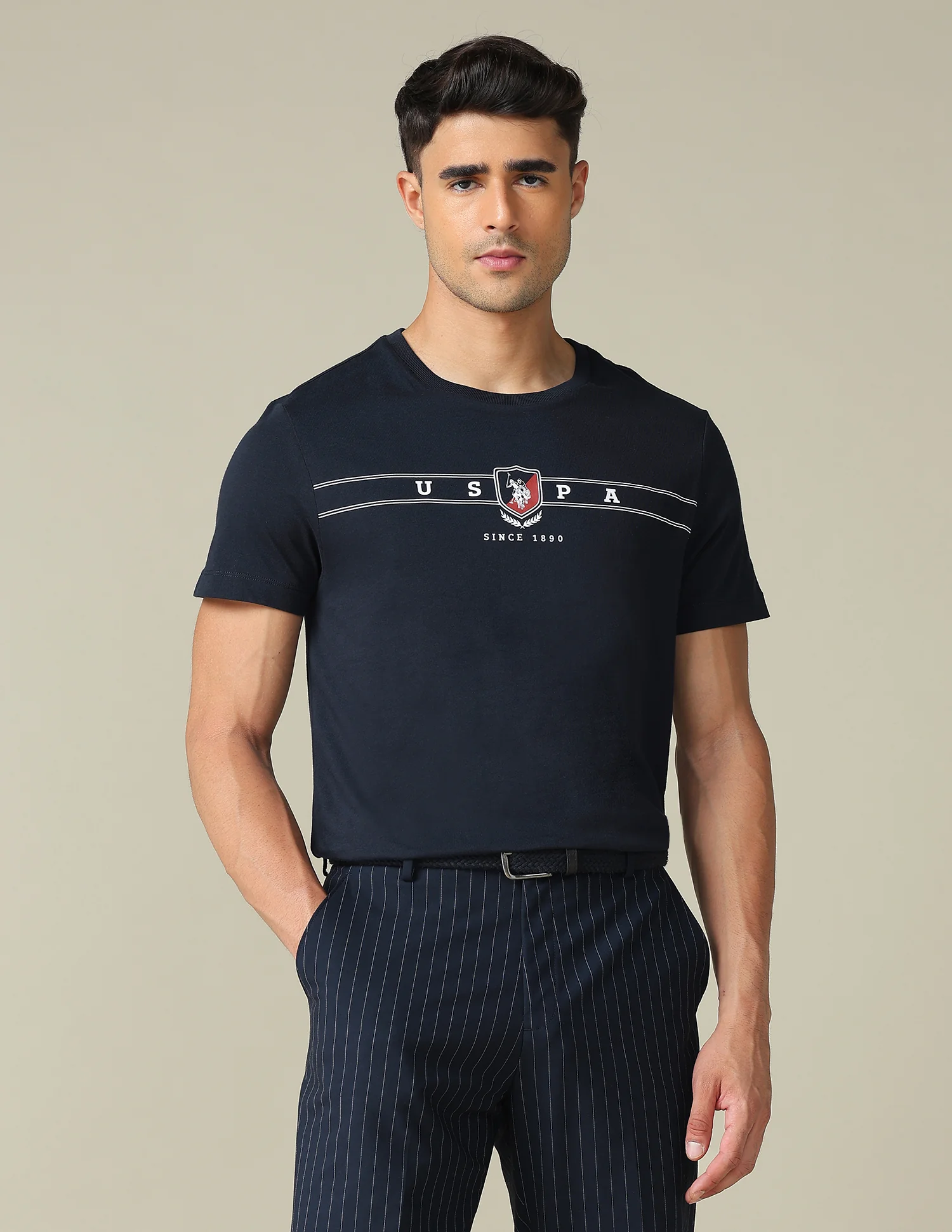 Brand Embossed Regular Fit T- Shirt