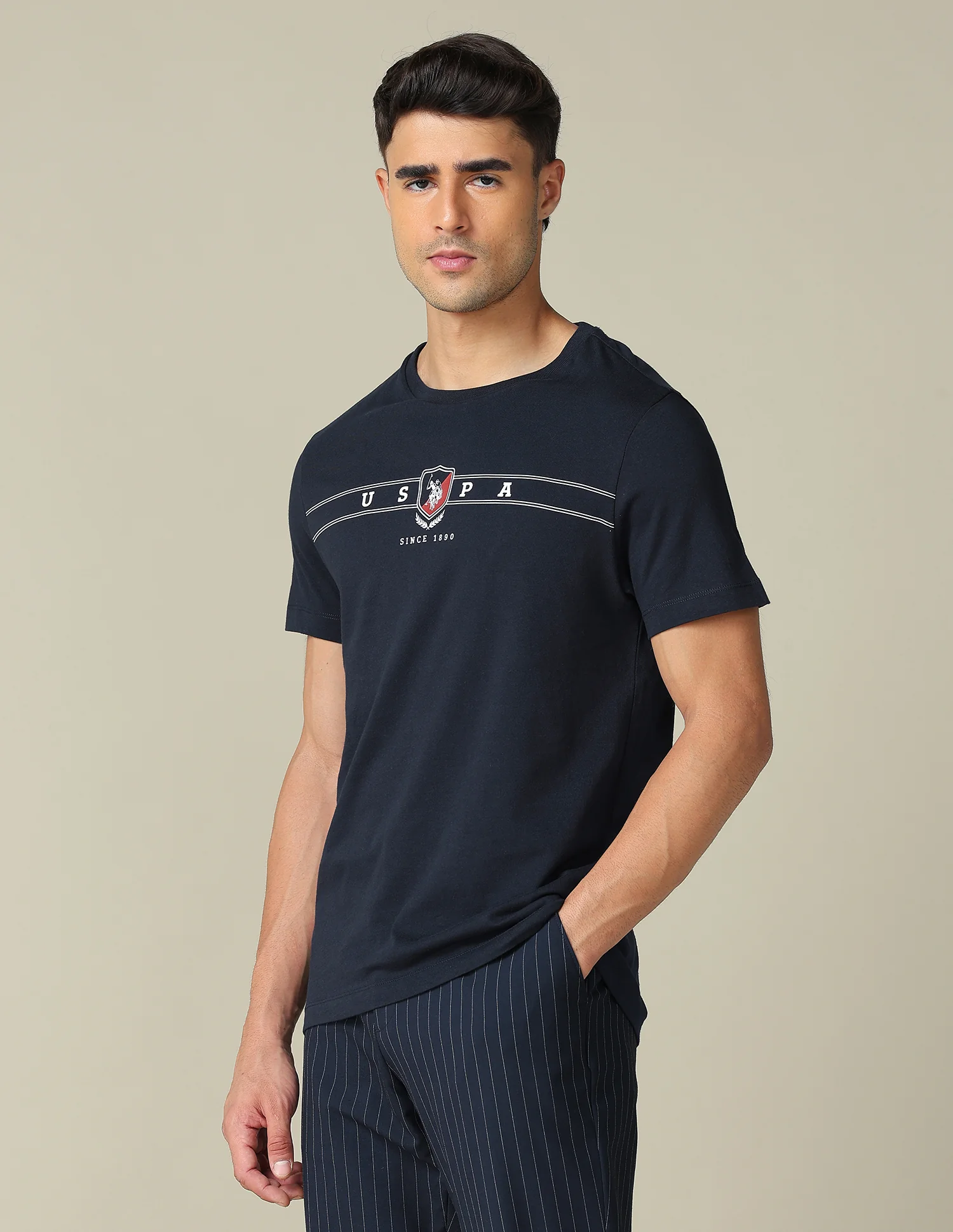 Brand Embossed Regular Fit T- Shirt - Image 4