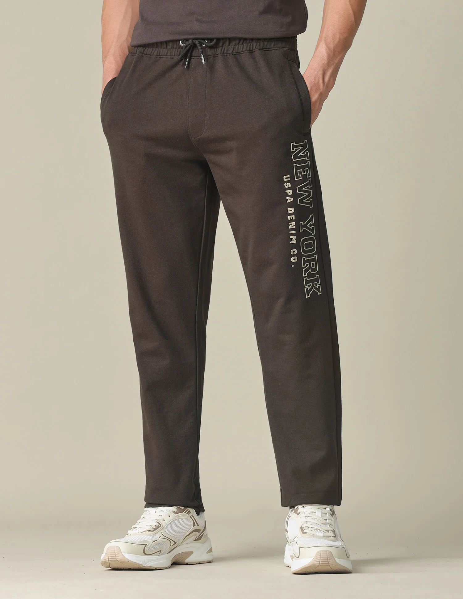 Brand Embossed Regular Fit Track Pants
