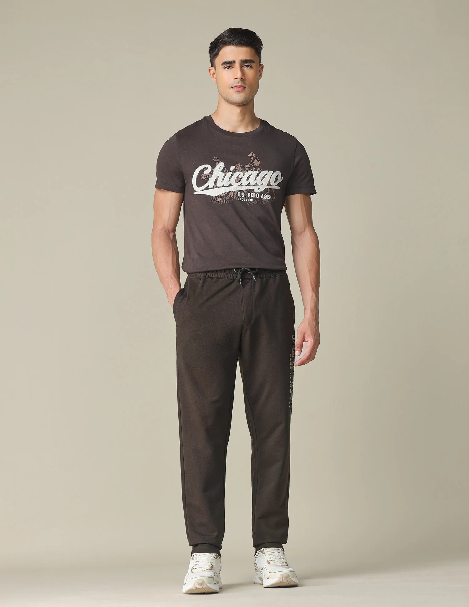 Brand Embossed Regular Fit Track Pants - Image 3