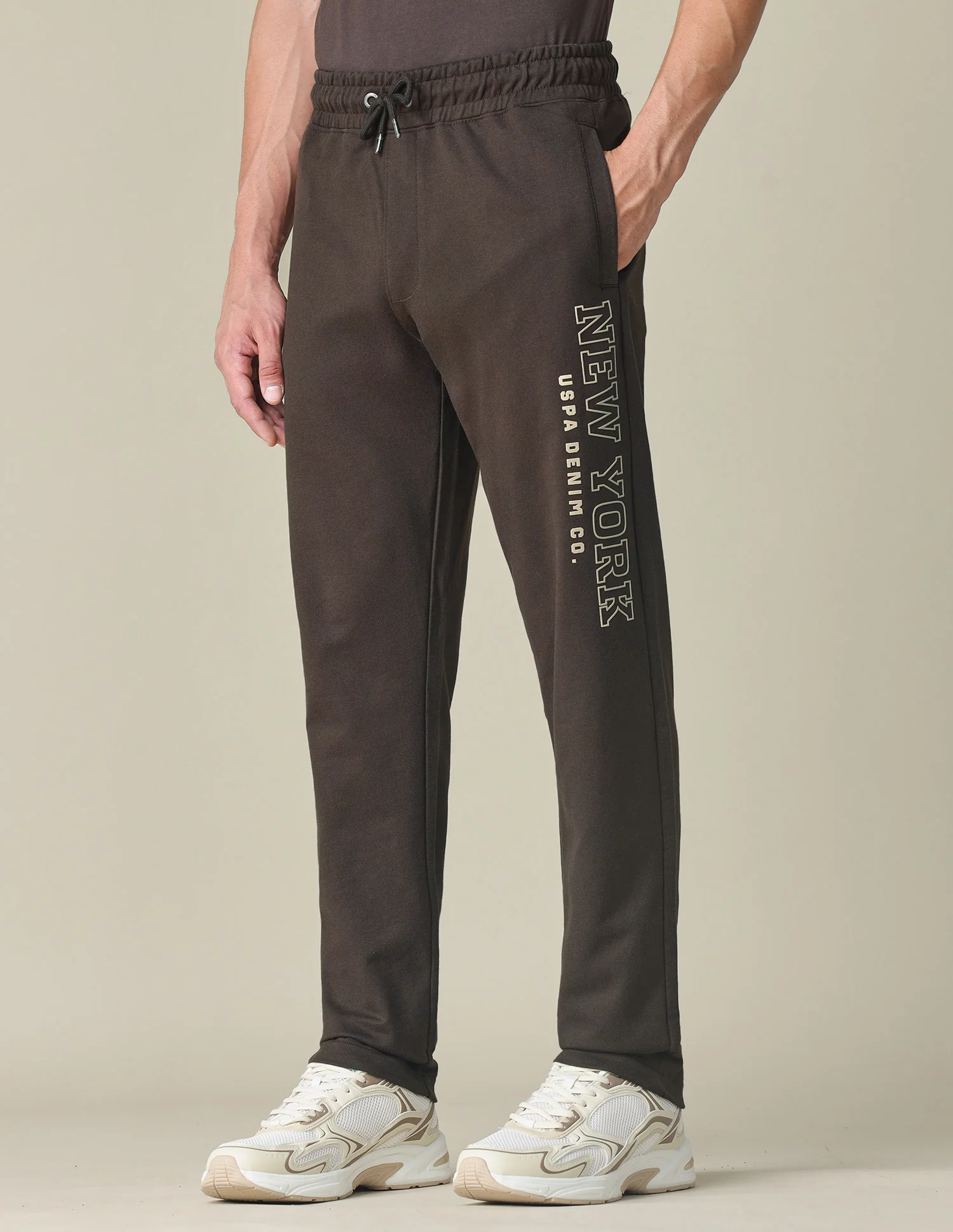 Brand Embossed Regular Fit Track Pants - Image 4