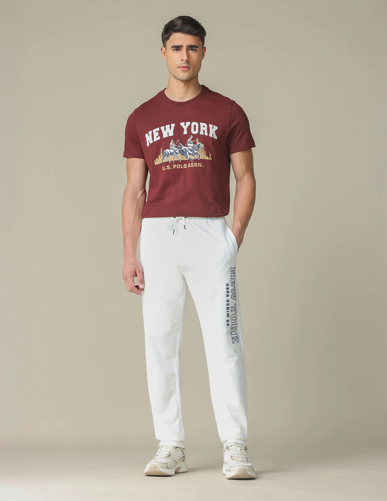 Brand Embossed Regular Fit Track Pants - Image 3