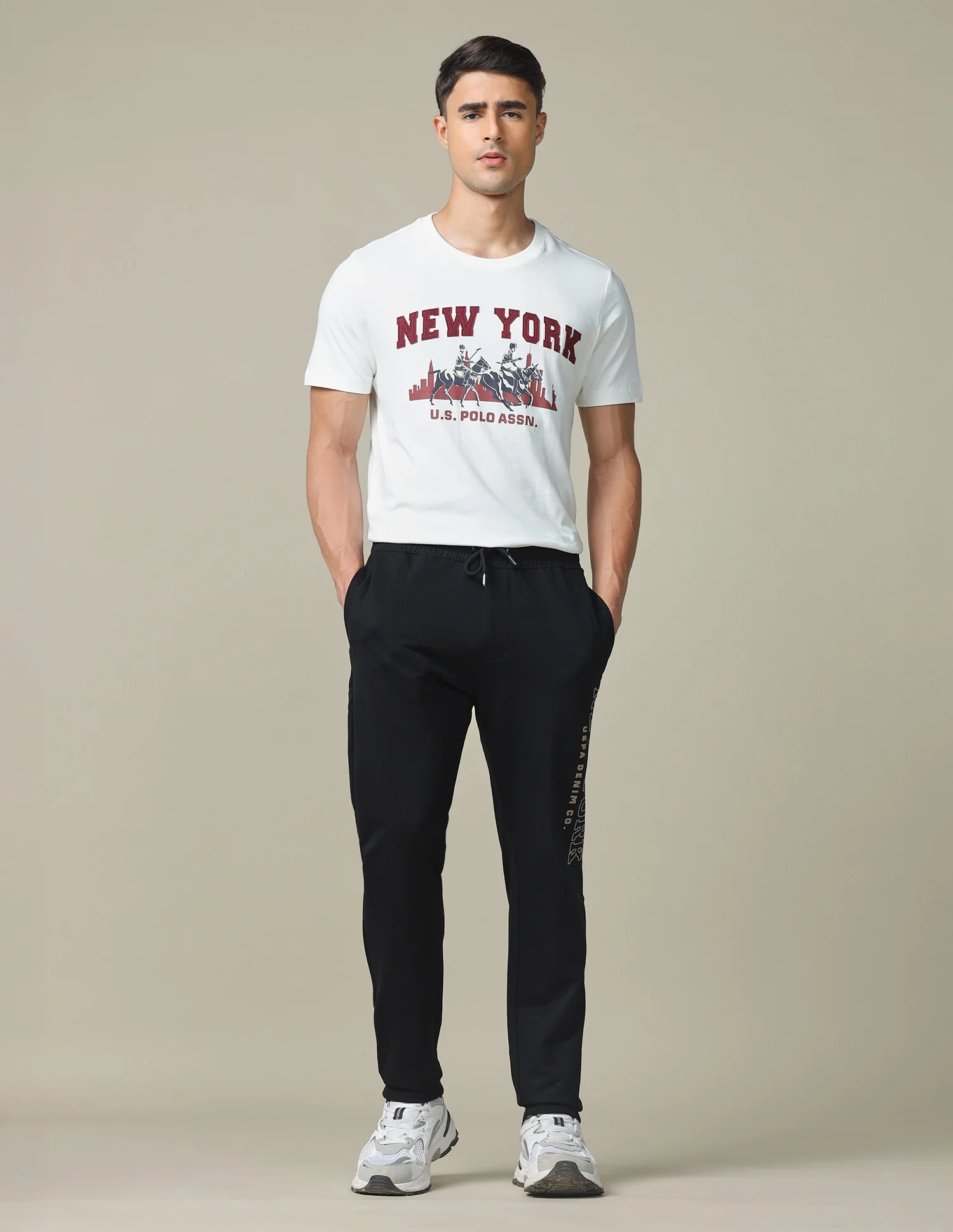 Brand Embossed Regular Fit Track Pants - Image 3