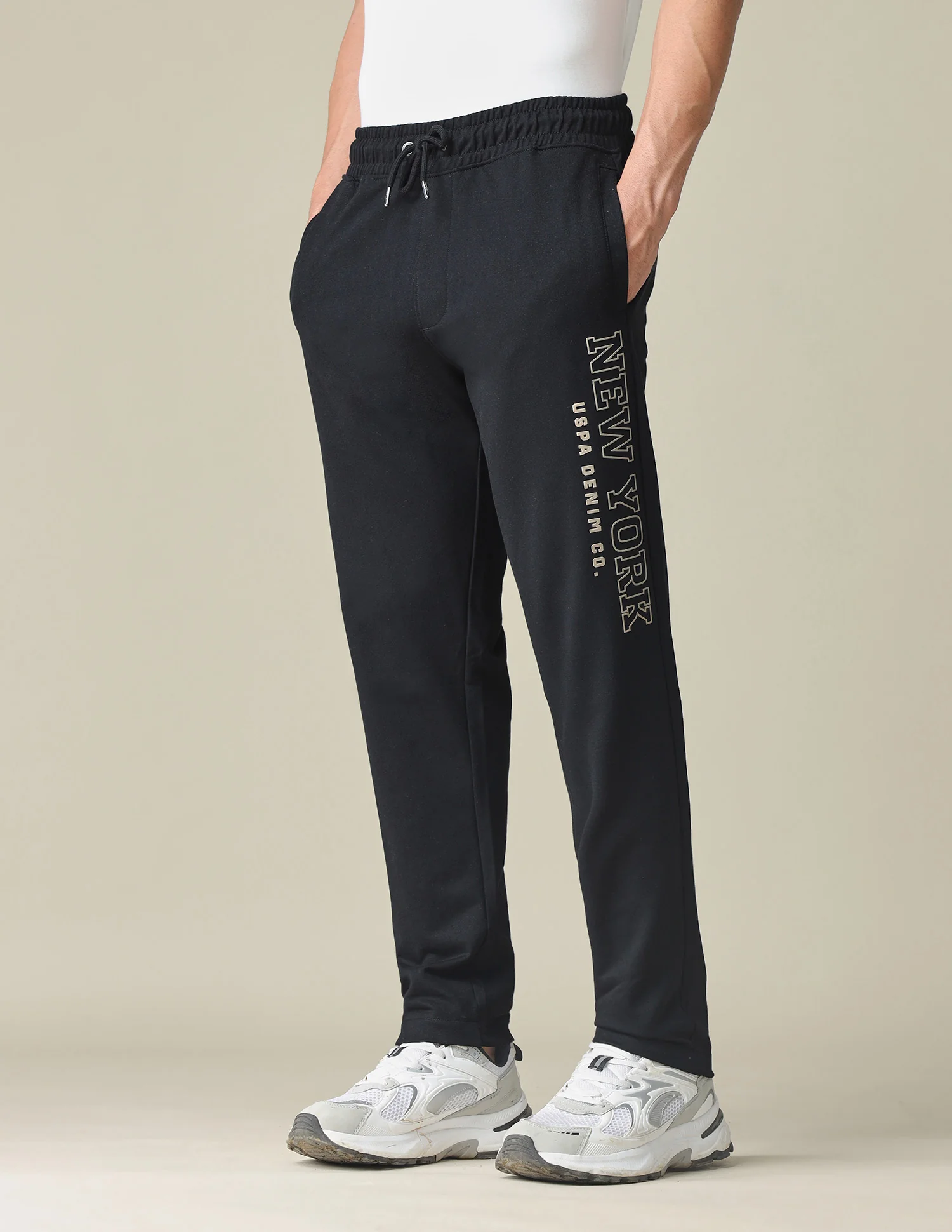 Brand Embossed Regular Fit Track Pants - Image 4