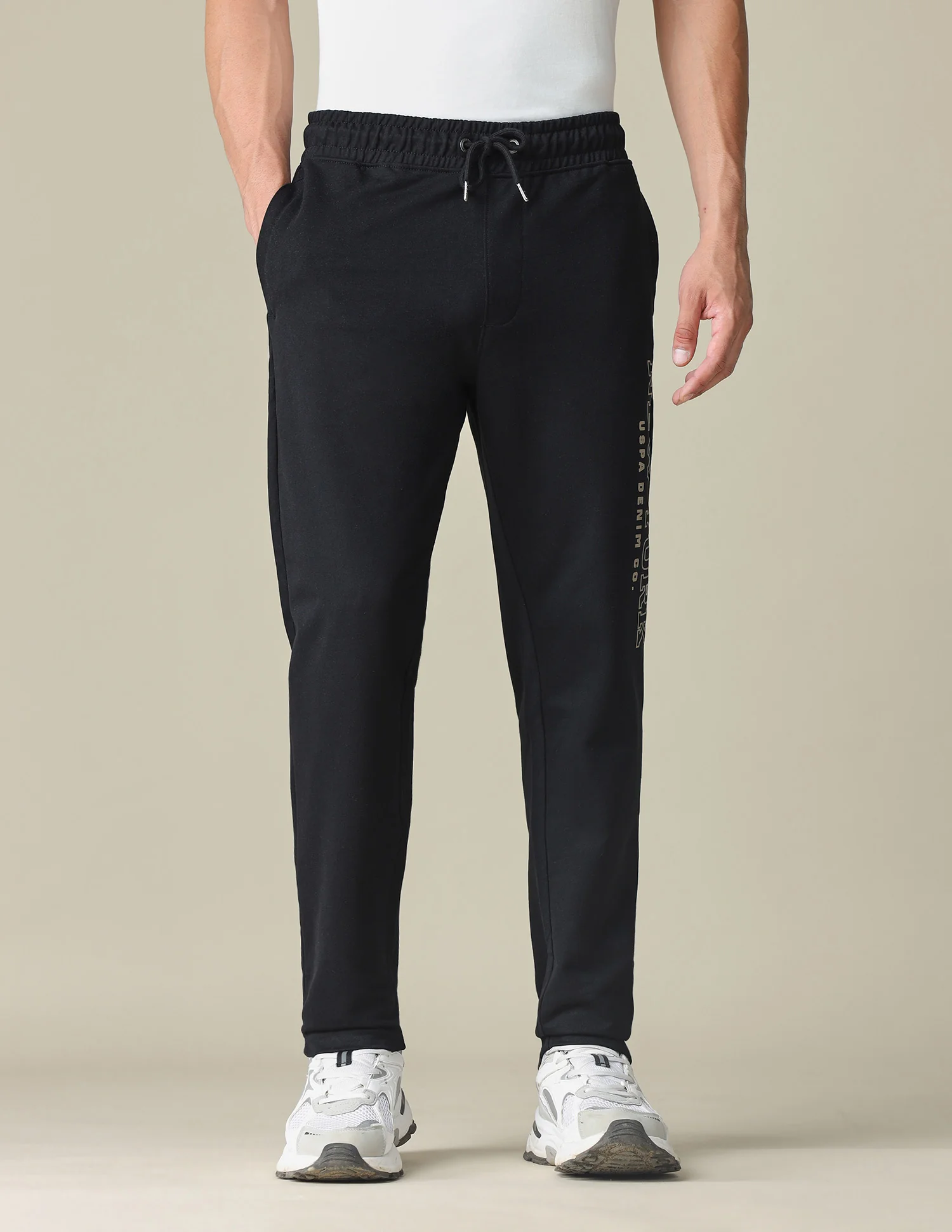 Brand Embossed Regular Fit Track Pants - Image 6