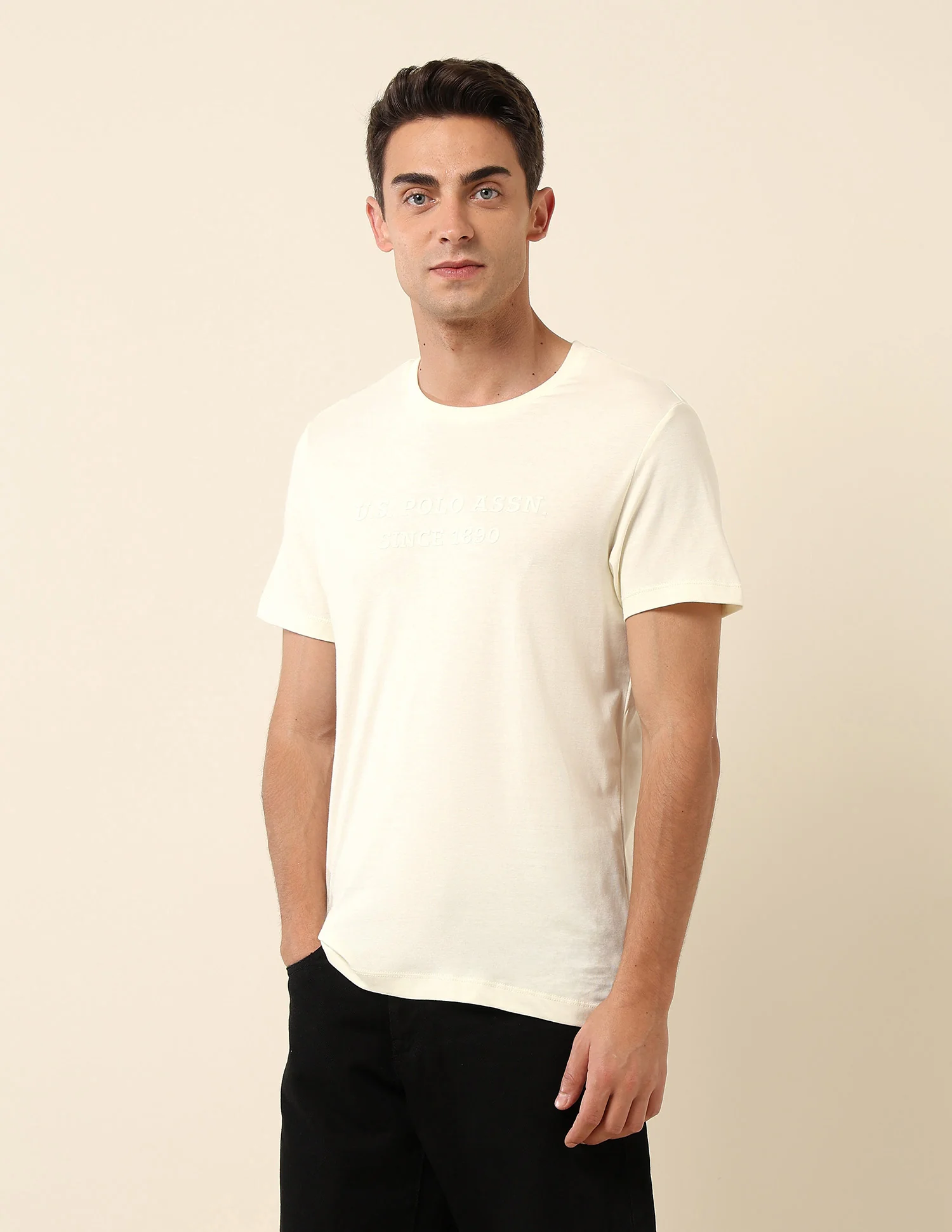 Brand Embossed Slim Fit T- Shirt - Image 4