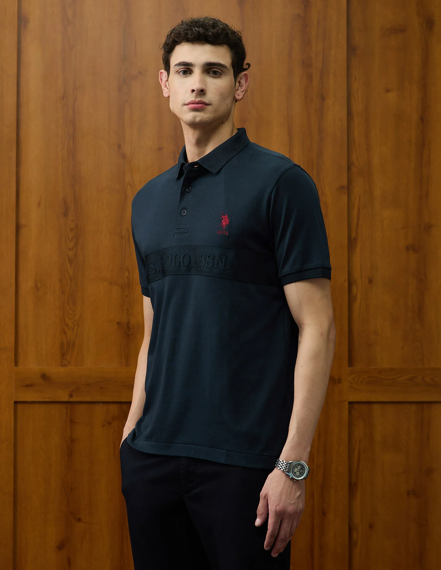 Brand Embossed Varsity Theatre Polo Shirt - Image 4