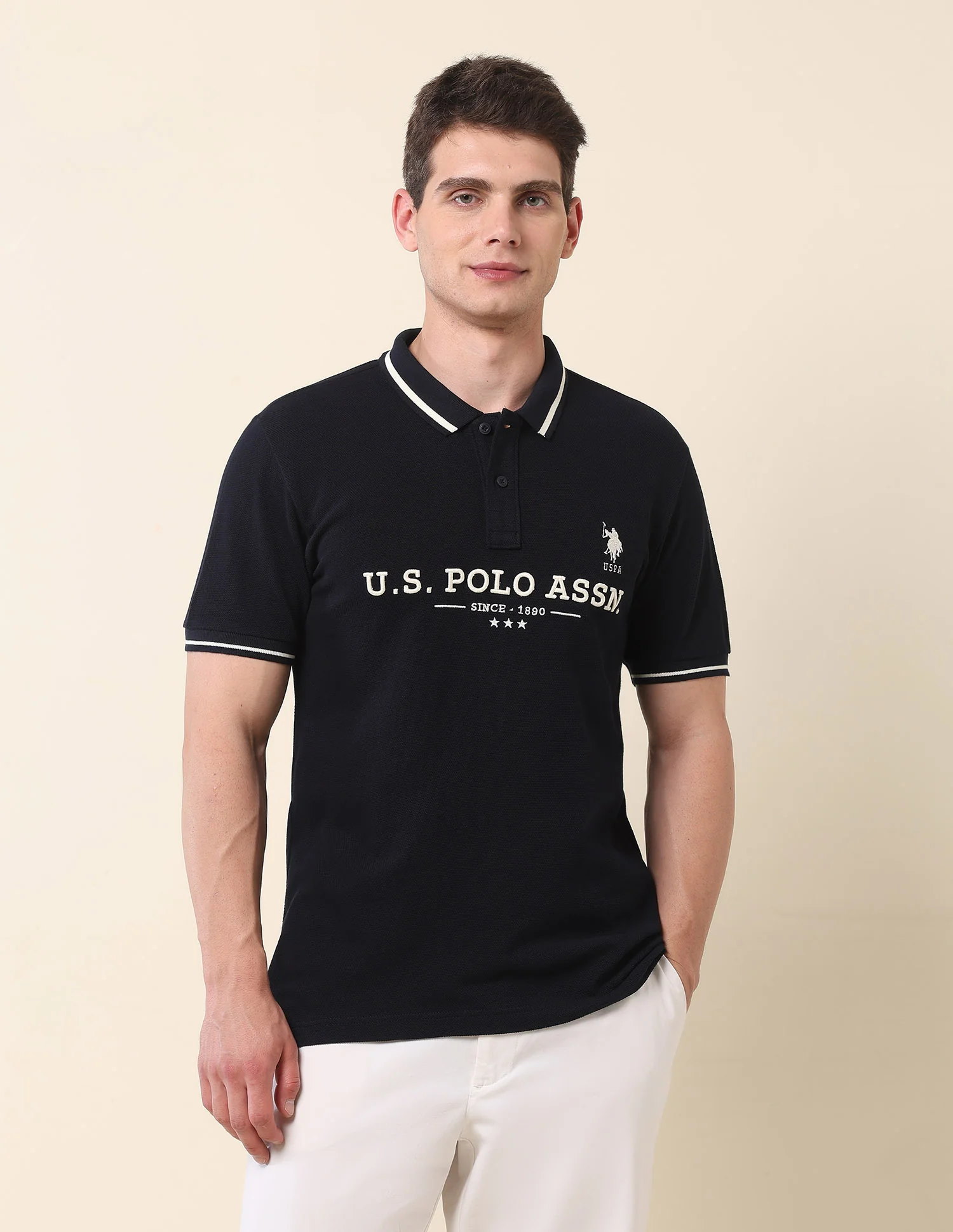 Brand Embroidered Gold Cup Polo Shirt - Image 6