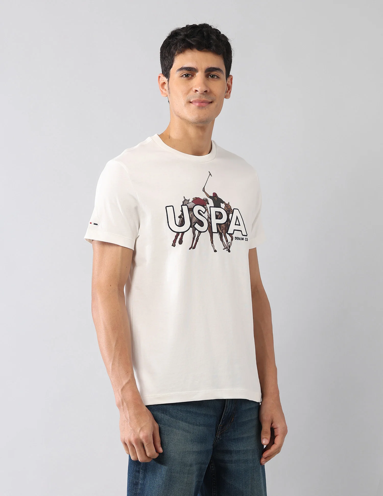Brand Embroidered Muscle Fit Colligiate T-Shirt - Image 4