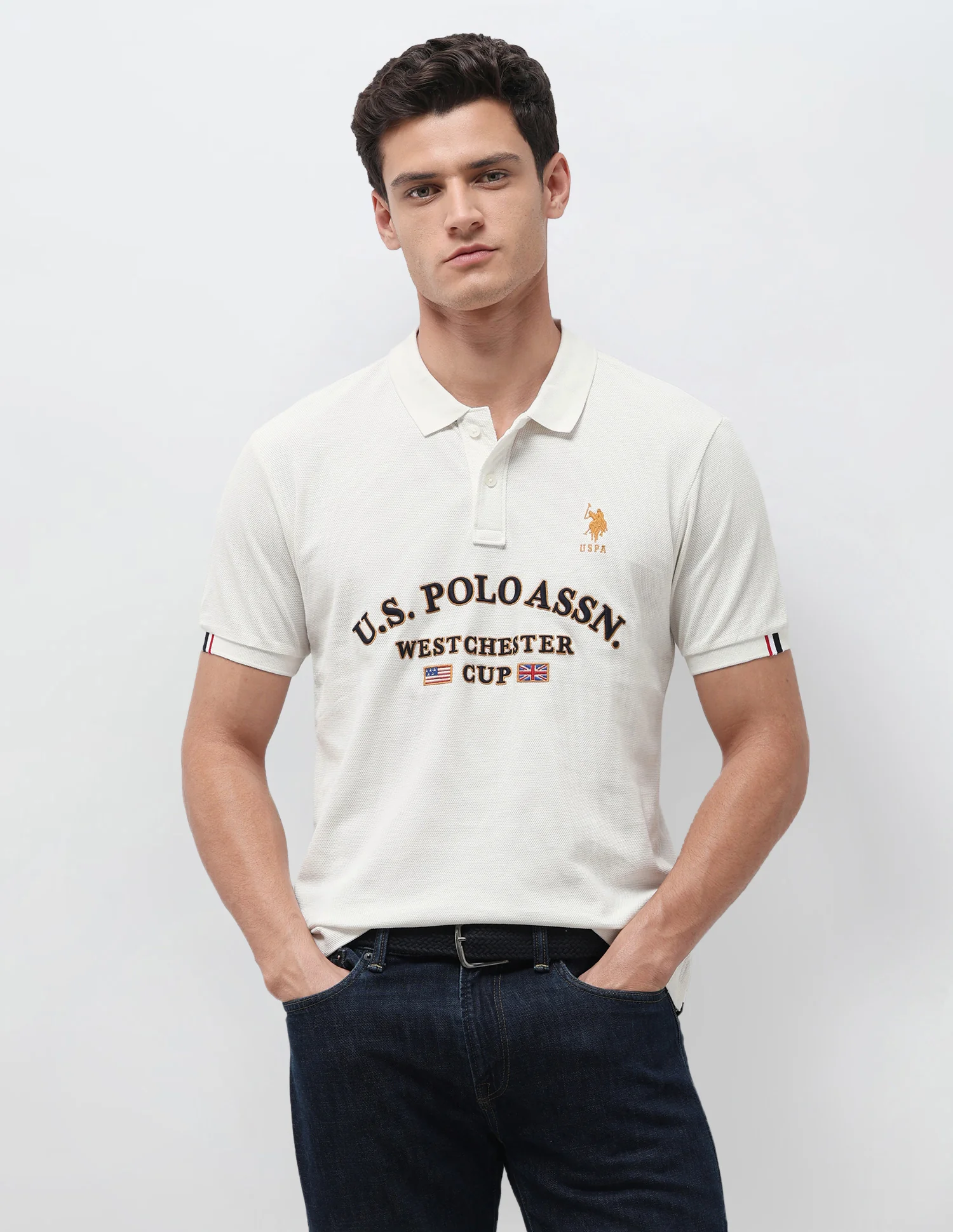 Brand Embroidered Slim Fit Polo Shirt