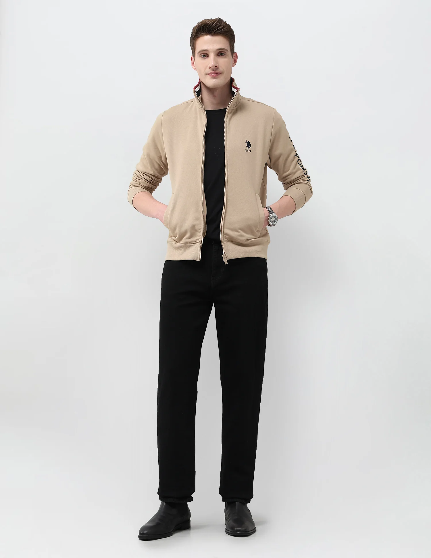 Brand Embroidered Zipper Sweatshirt - Image 3