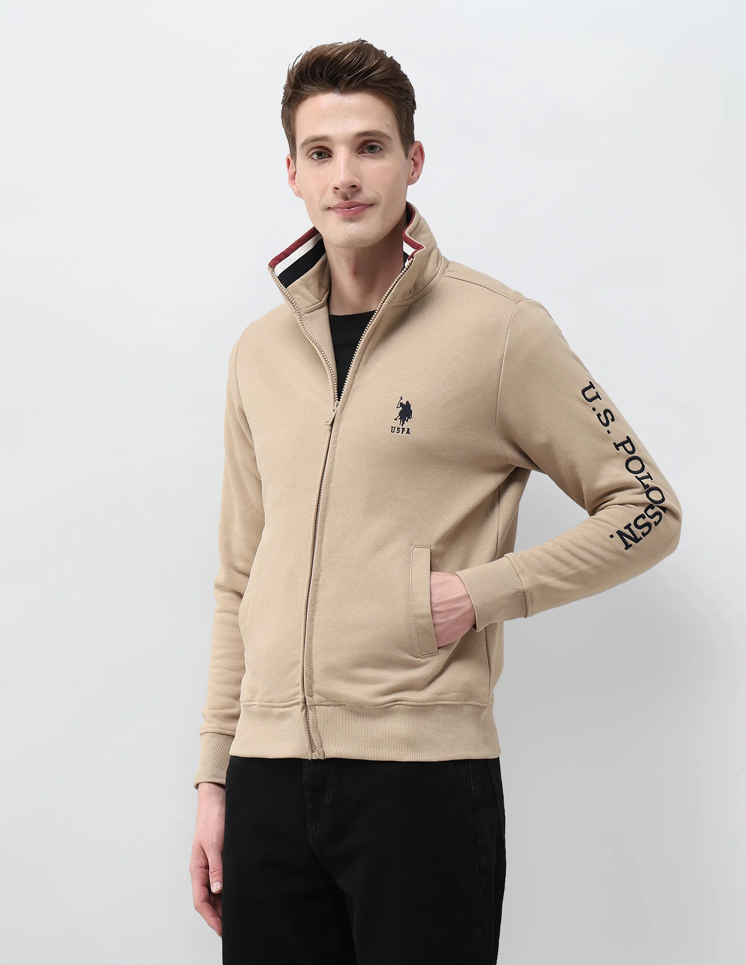 Brand Embroidered Zipper Sweatshirt - Image 4