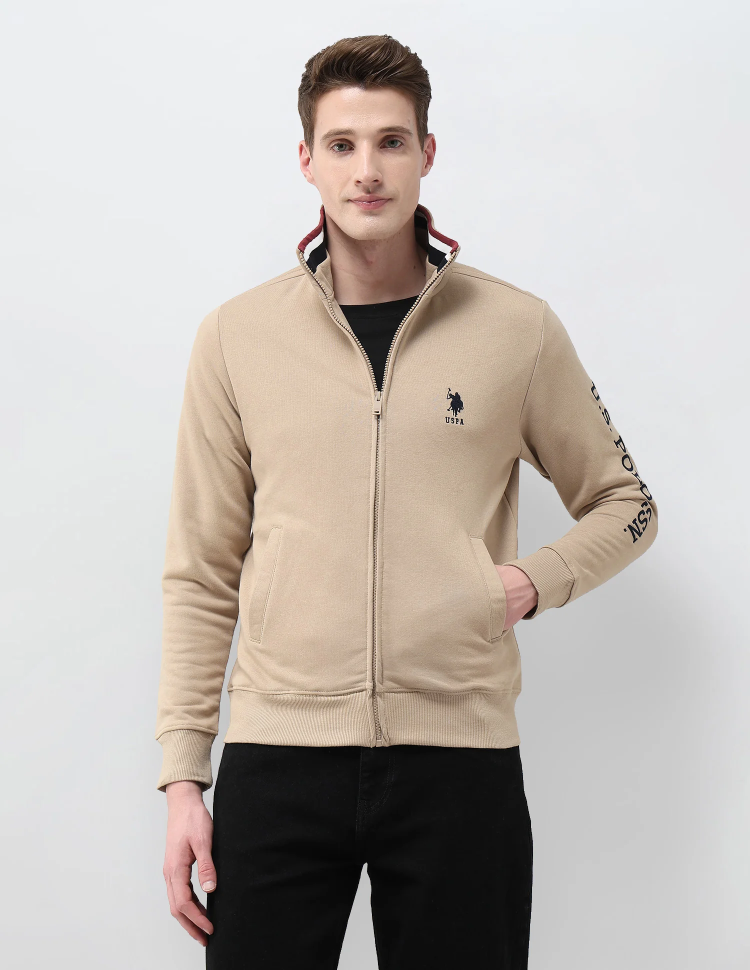 Brand Embroidered Zipper Sweatshirt - Image 6