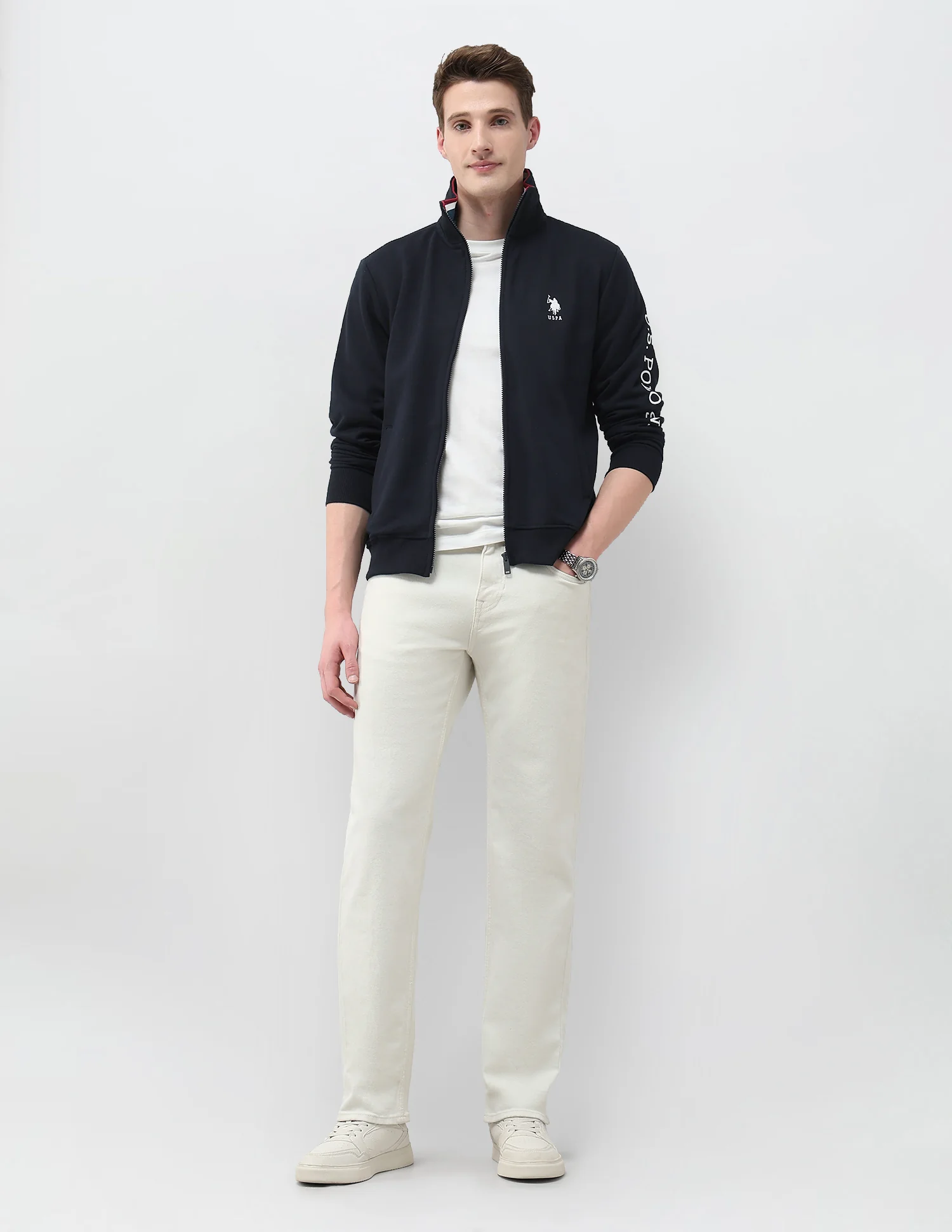 Brand Embroidered Zipper Sweatshirt - Image 3