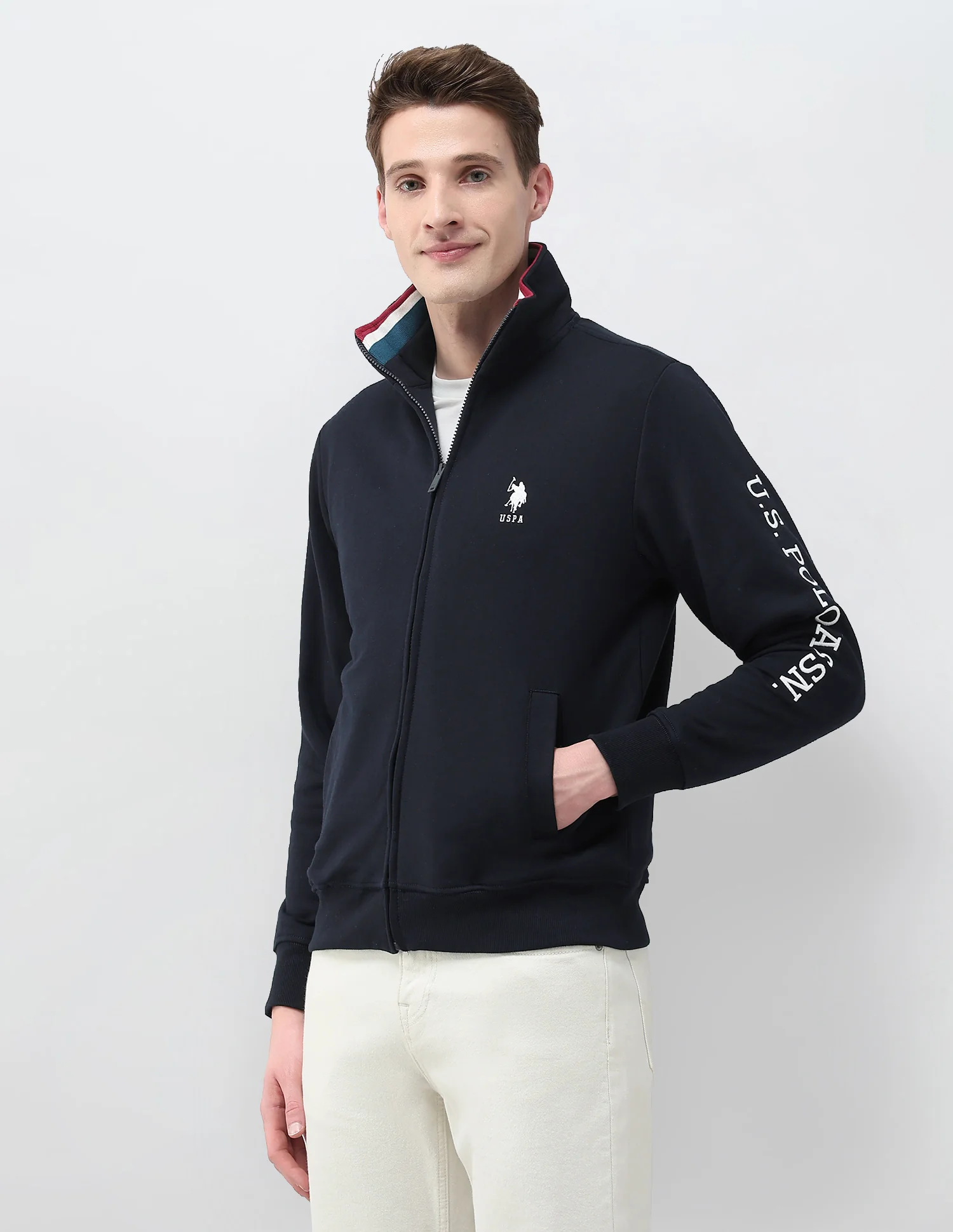 Brand Embroidered Zipper Sweatshirt - Image 4