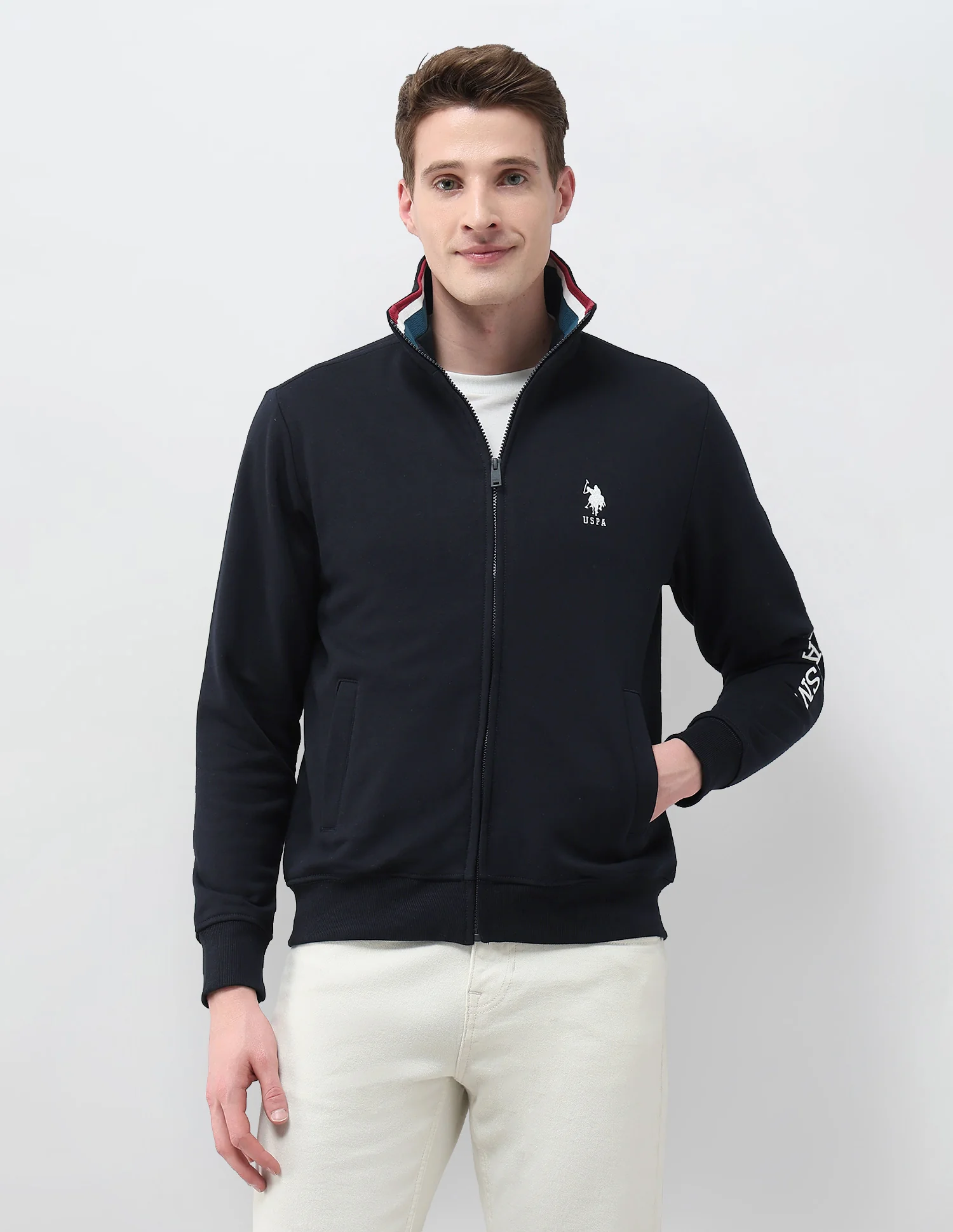 Brand Embroidered Zipper Sweatshirt - Image 6