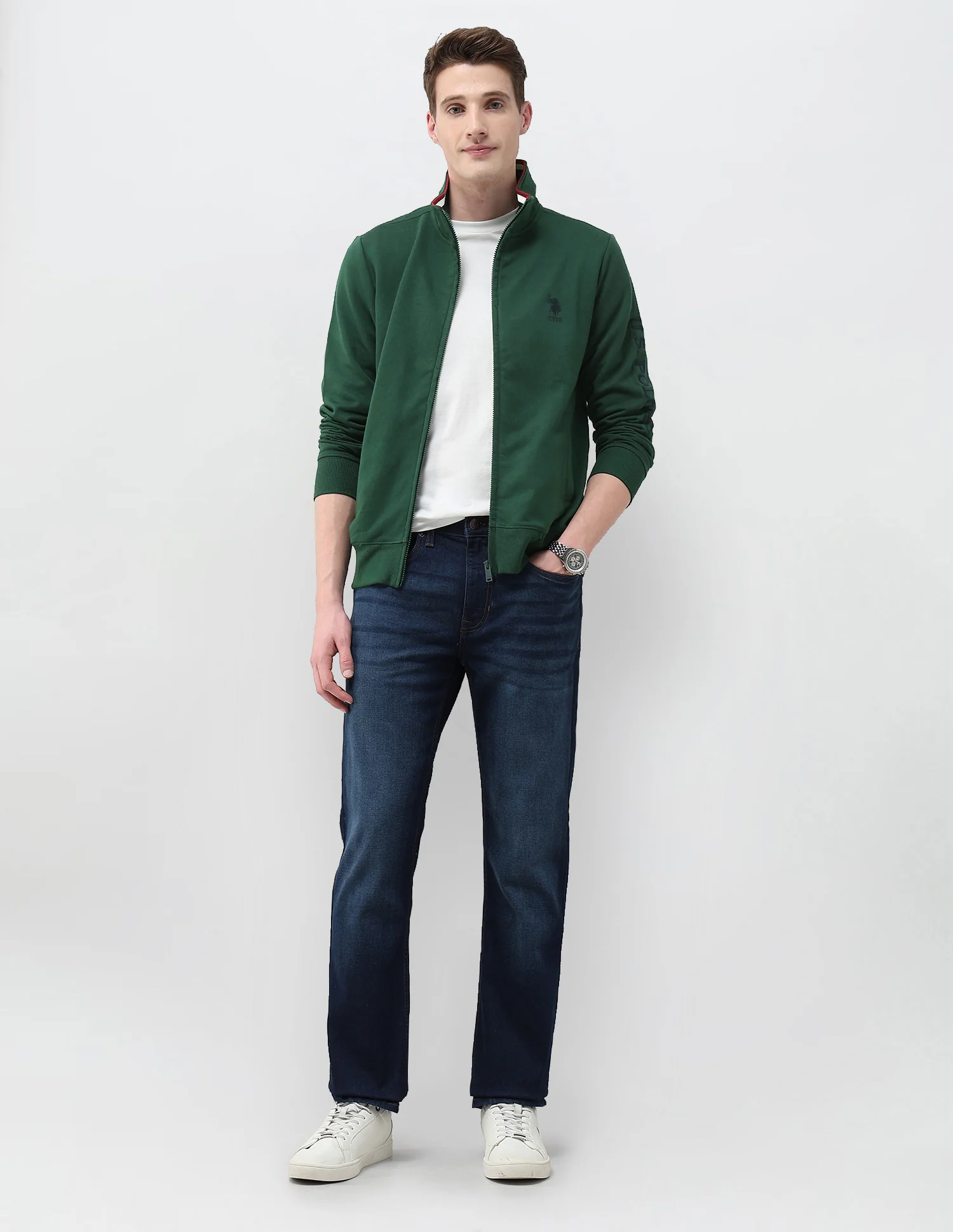 Brand Embroidered Zipper Sweatshirt - Image 3