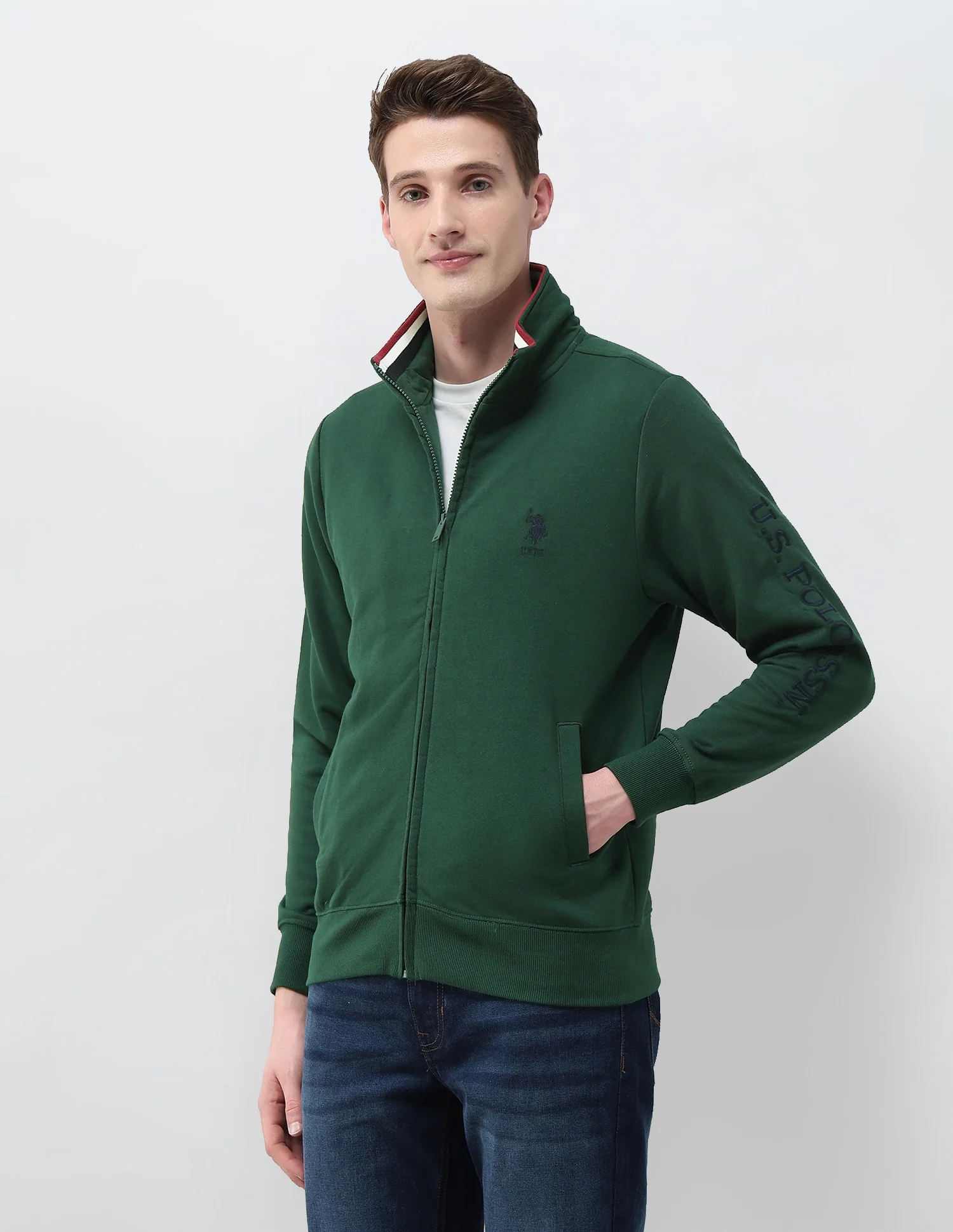 Brand Embroidered Zipper Sweatshirt - Image 4